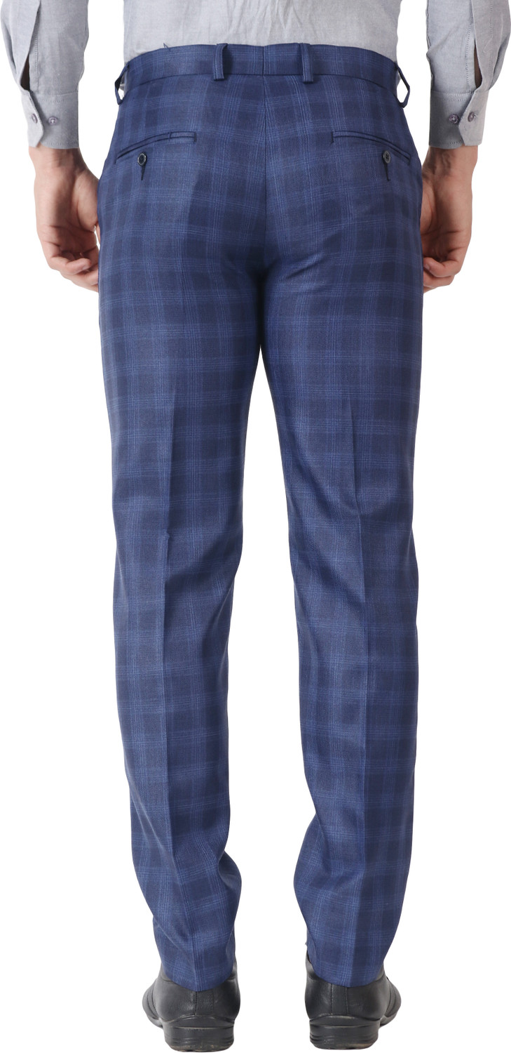 Image of SYLZON Slim Fit Men Blue Trousers