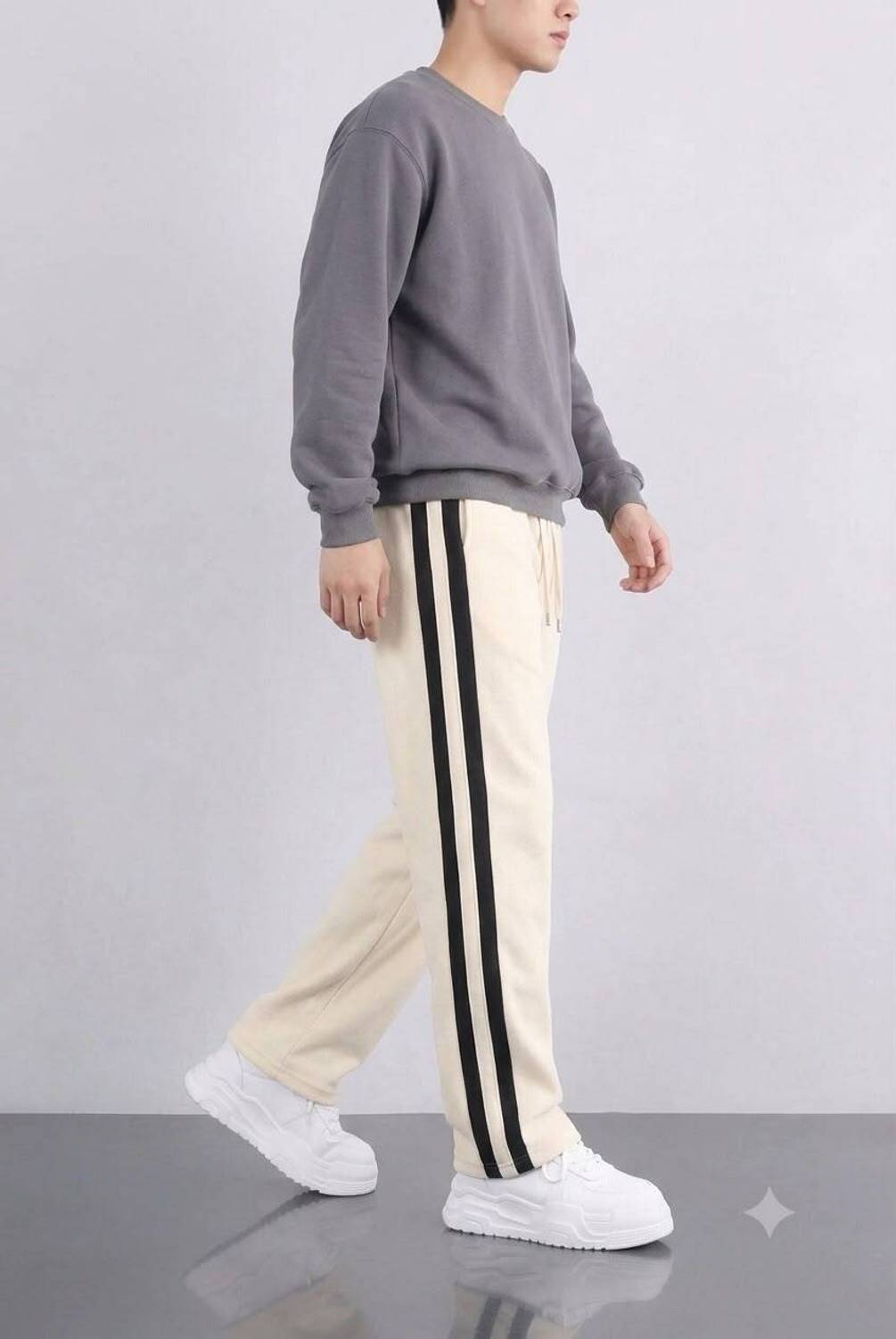 KEESUN Striped Beige Track Pants - Image 5