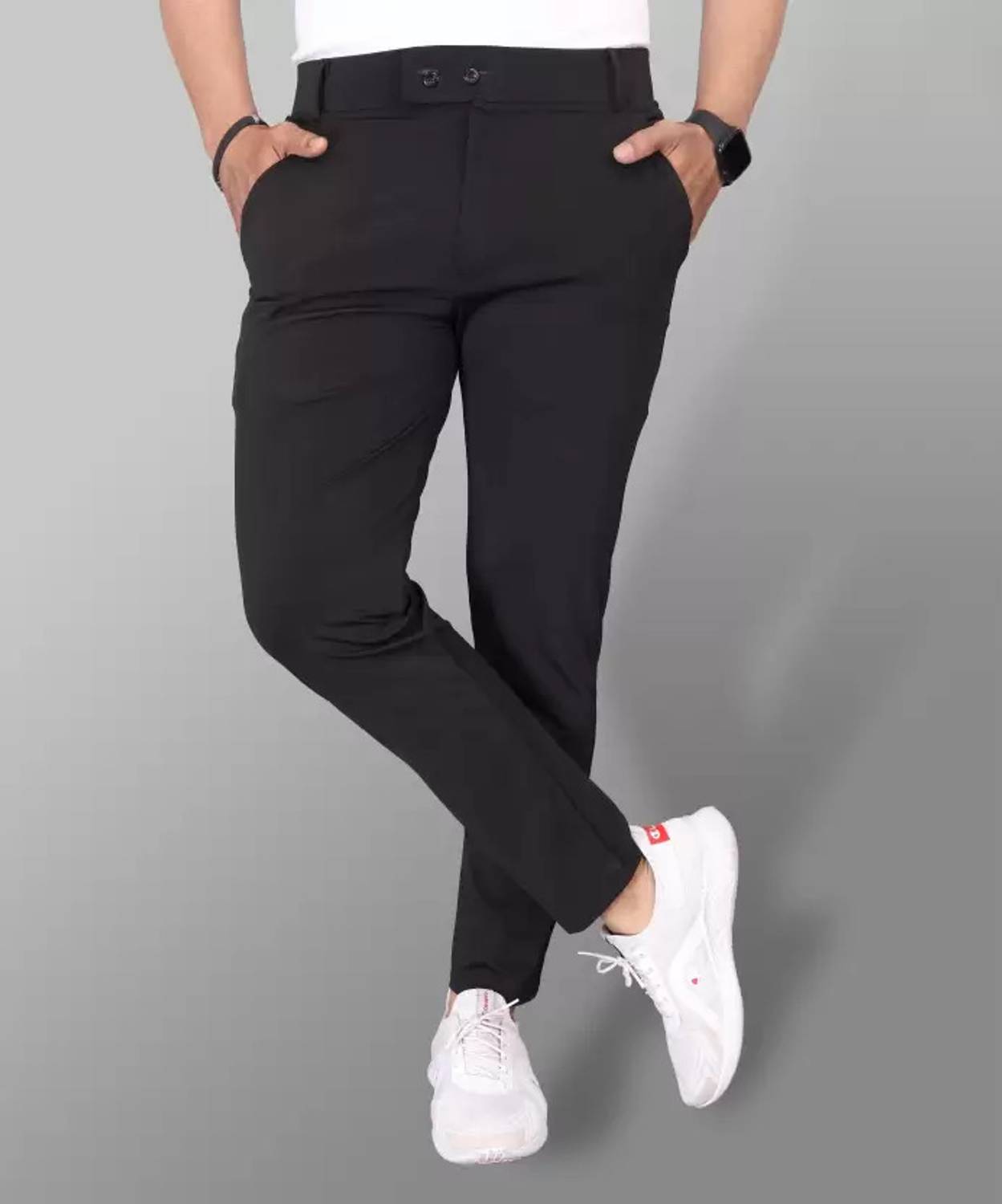 HIDE LOOK Comfort Fit Men Black Trousers