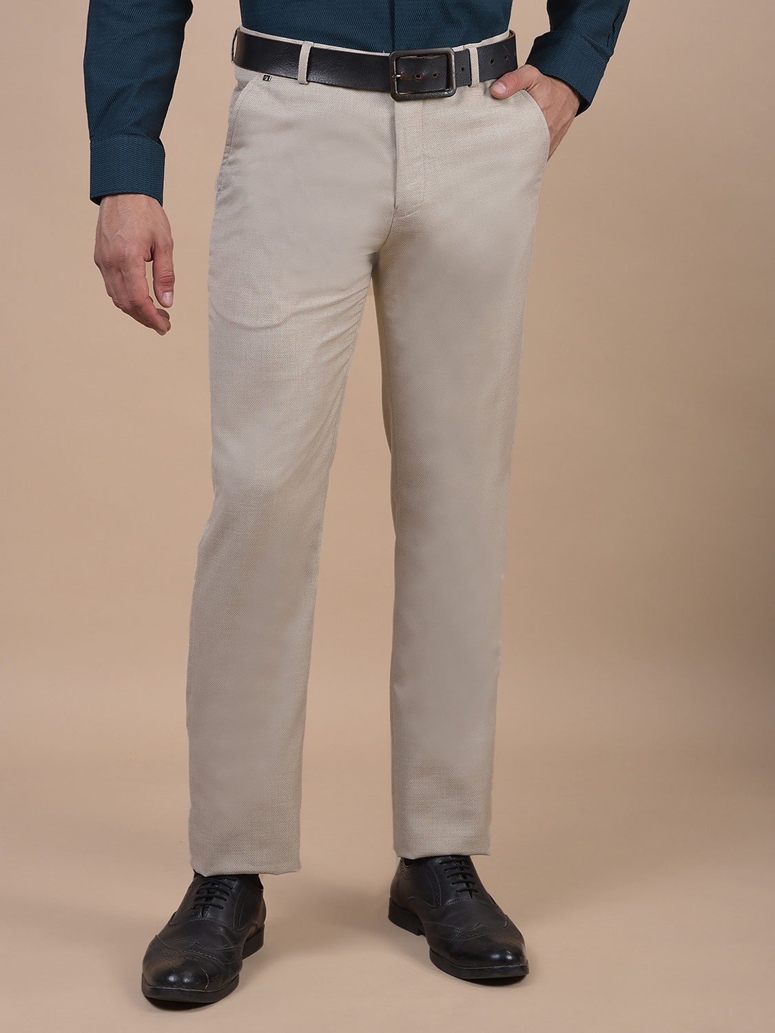 Image of CANTABIL Regular Fit Men Beige Trousers