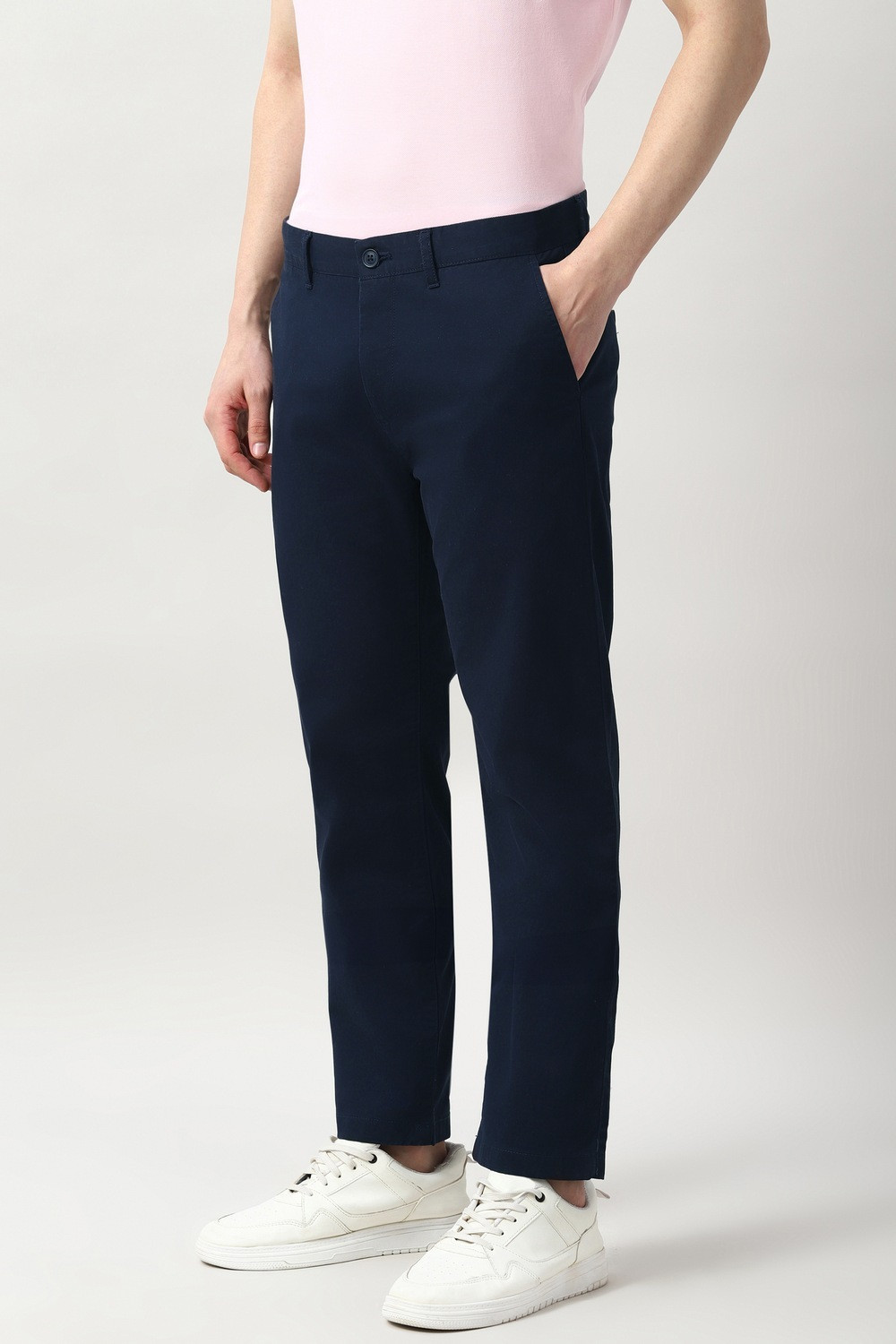 Image of PETER ENGLAND Slim Fit Men Dark Blue Trousers