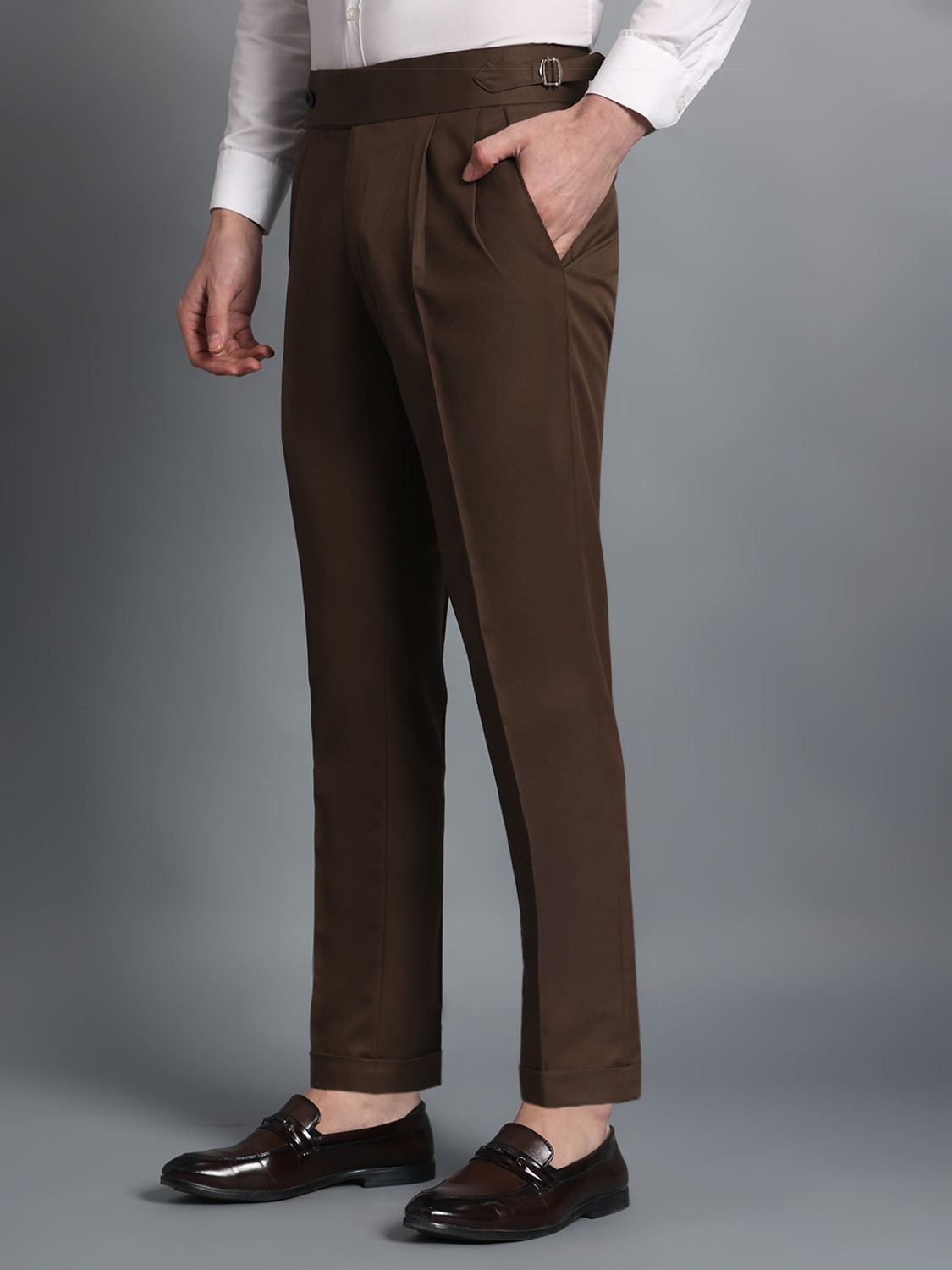 Image of VASTRANU Regular Fit Men Brown Trousers