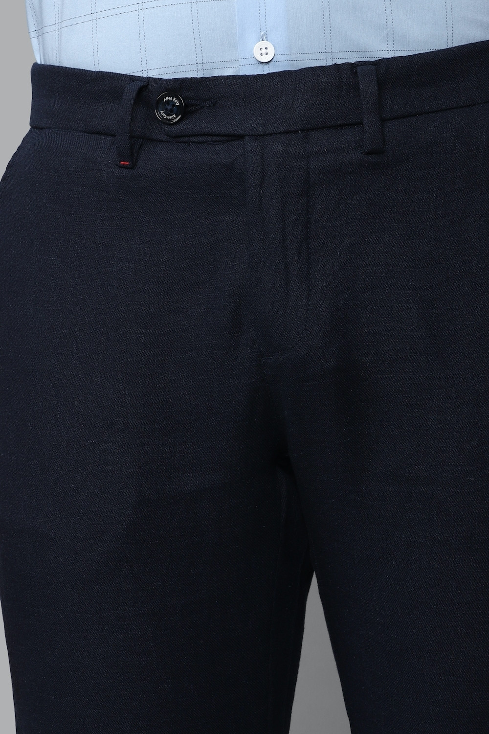 Image of Allen Solly Slim Fit Men Dark Blue Trousers