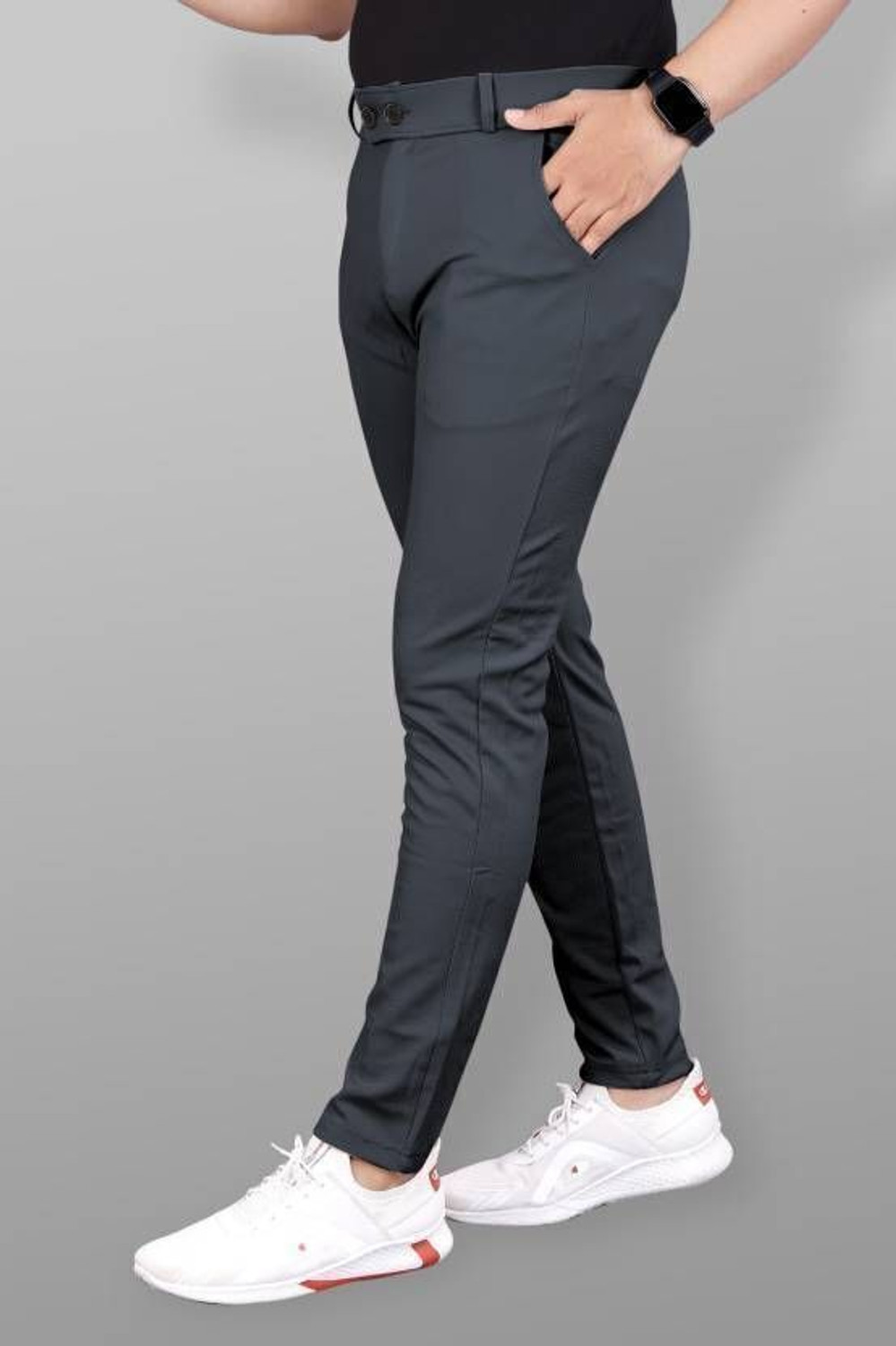 Image of METRONAUT Regular Fit Men Grey Trousers