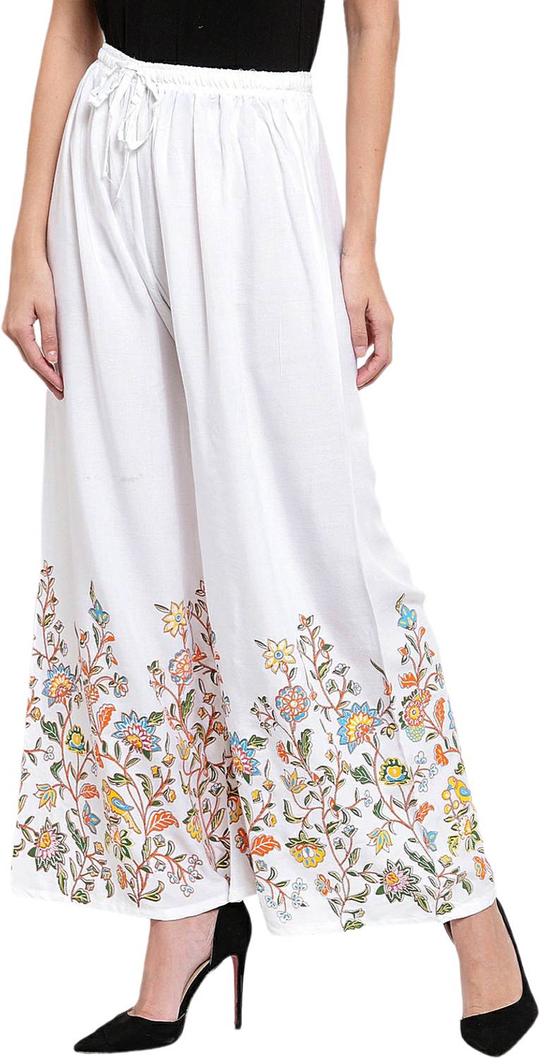 OMAYA Relaxed Women White Trousers