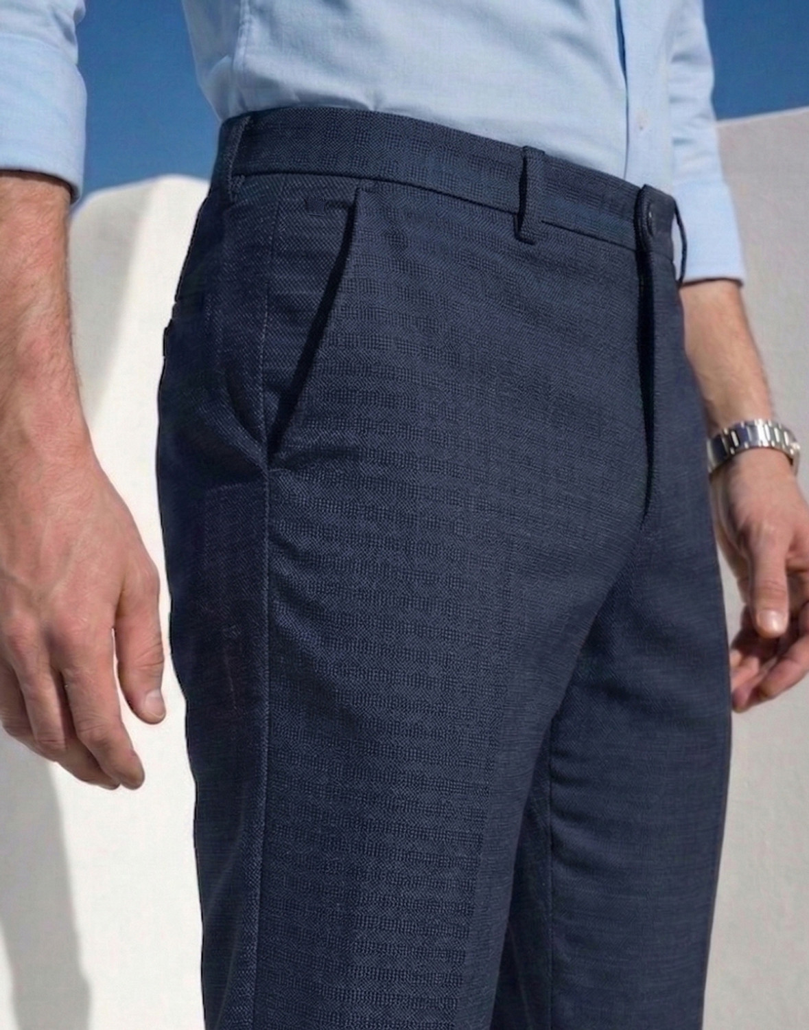 Image of LOUIS PHILIPPE Slim Fit Men Dark Blue Trousers