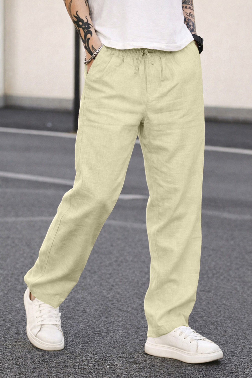 Image of MOTREX Slim Fit Men Beige Trousers