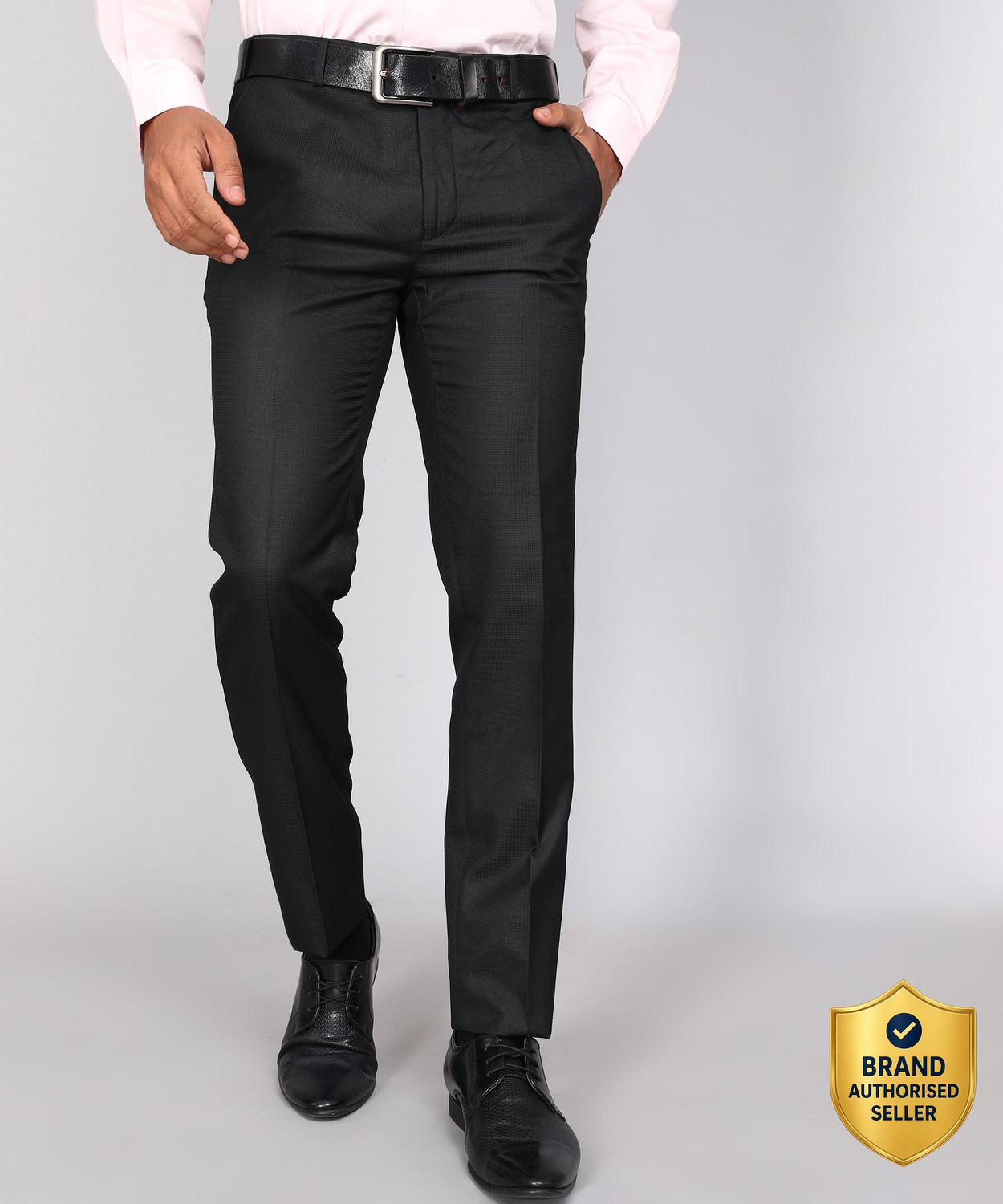 Image of Raymond Slim Fit Men Black Trousers