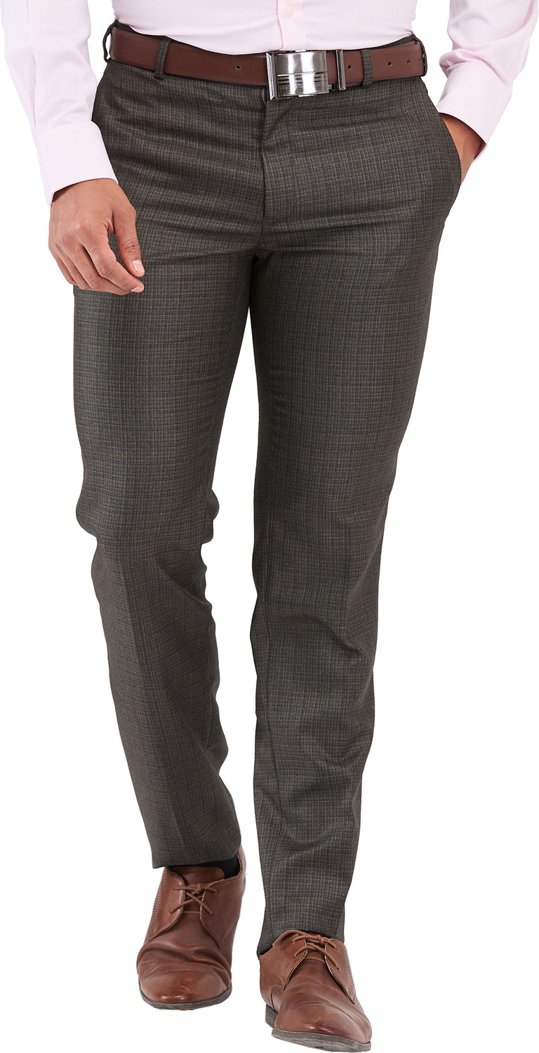 Image of Raymond Slim Fit Men Brown Trousers