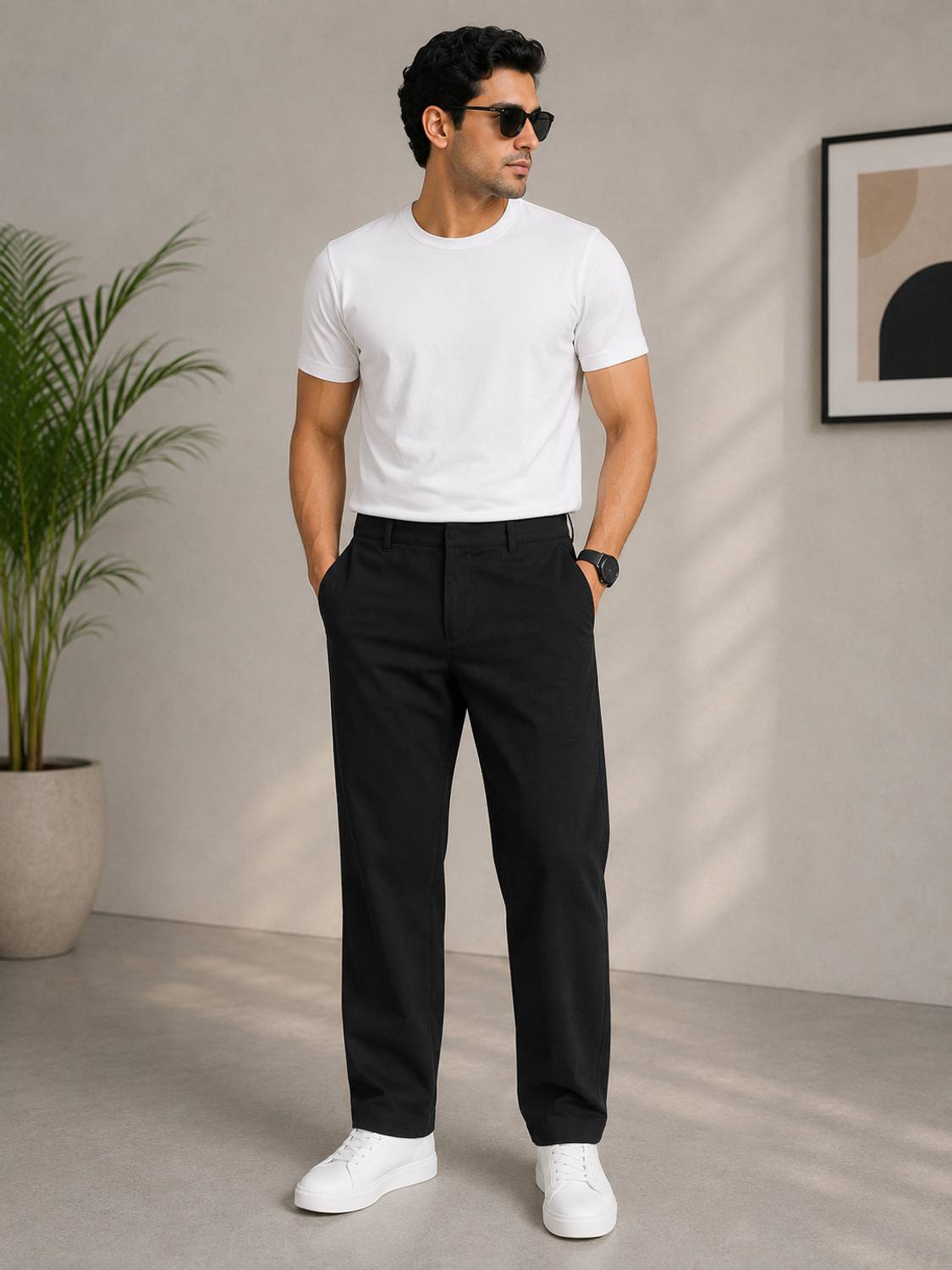 Insaint Regular Fit Men Black Trousers
