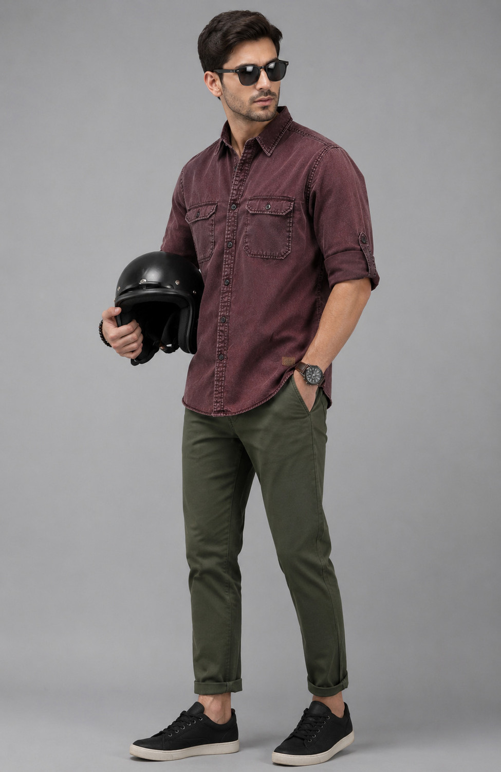 Image of FUBAR Regular Fit Men Dark Green Trousers