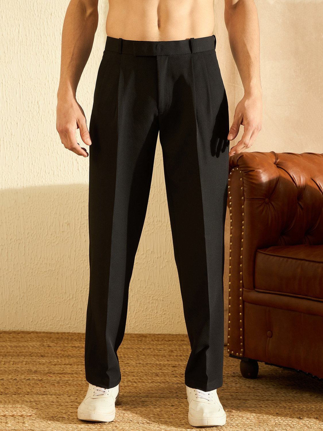 Image of DENNISON Relaxed Men Black Trousers