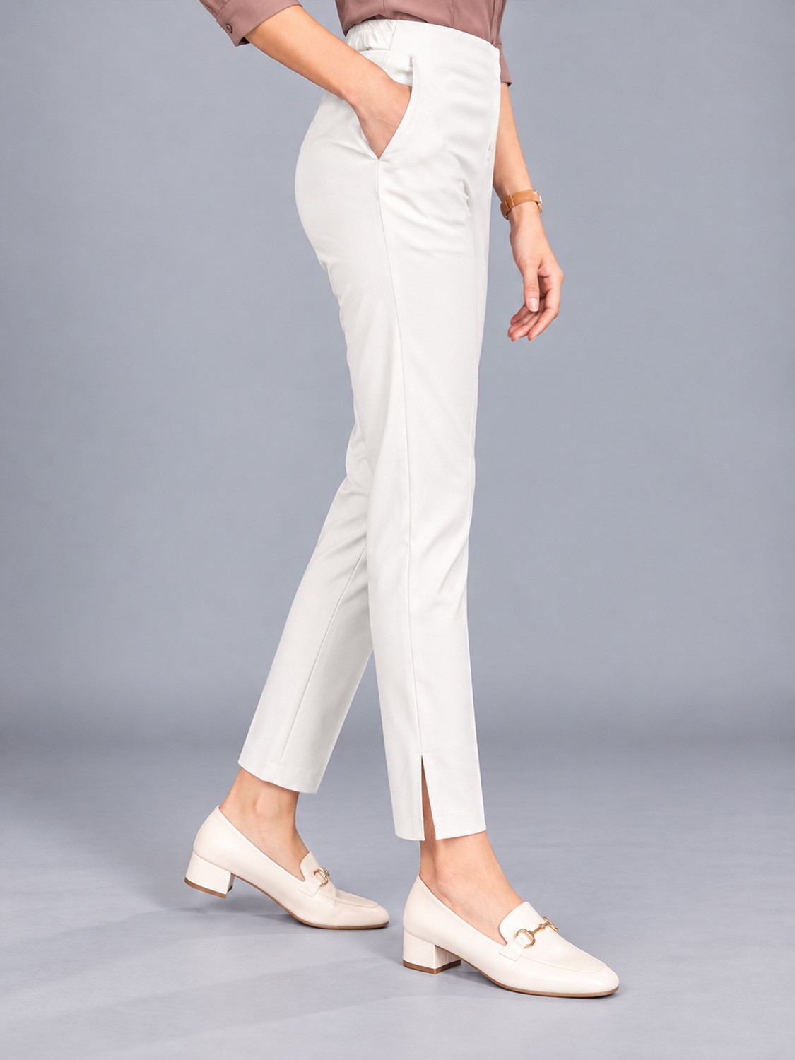 Image of Dollar Missy Straight Fit Women White Trousers