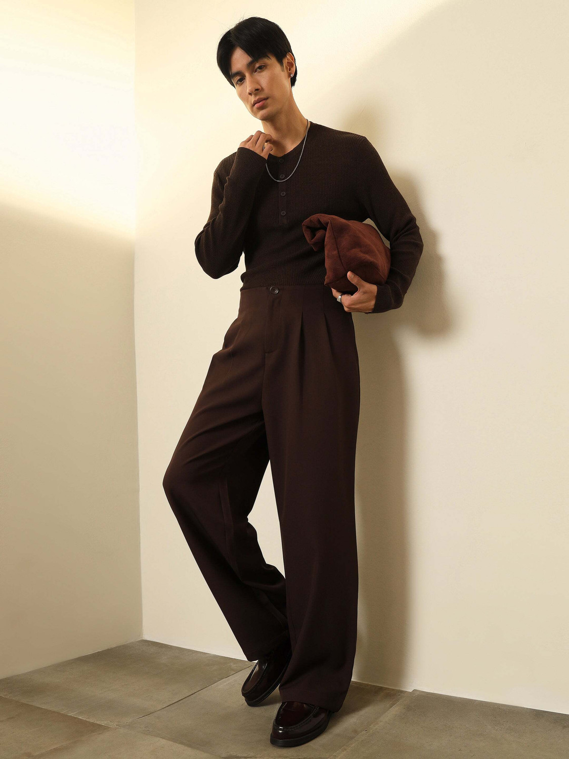 Image of MASCLN SASSAFRAS Relaxed Men Brown Trousers