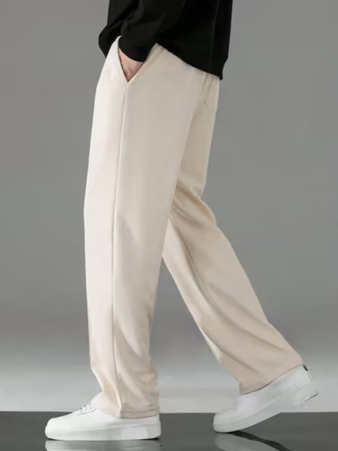 Image of SAVAYO Loose Fit Men Cream Trousers