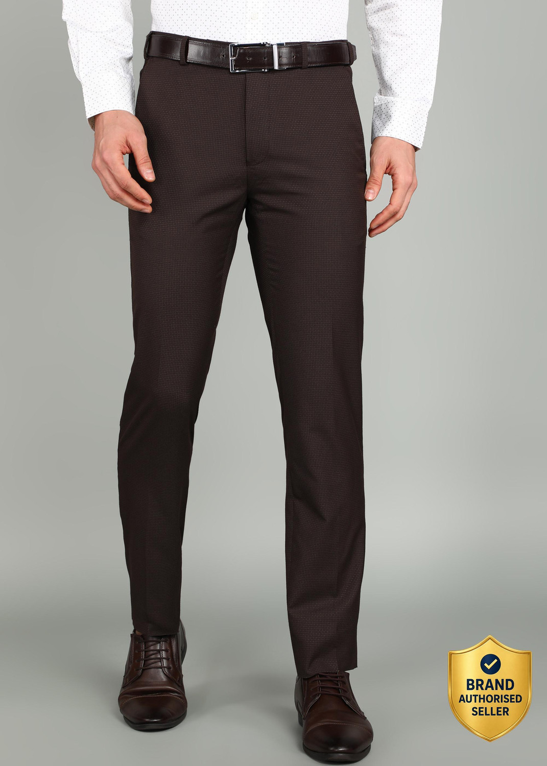 Image of Raymond Slim Fit Men Brown Trousers