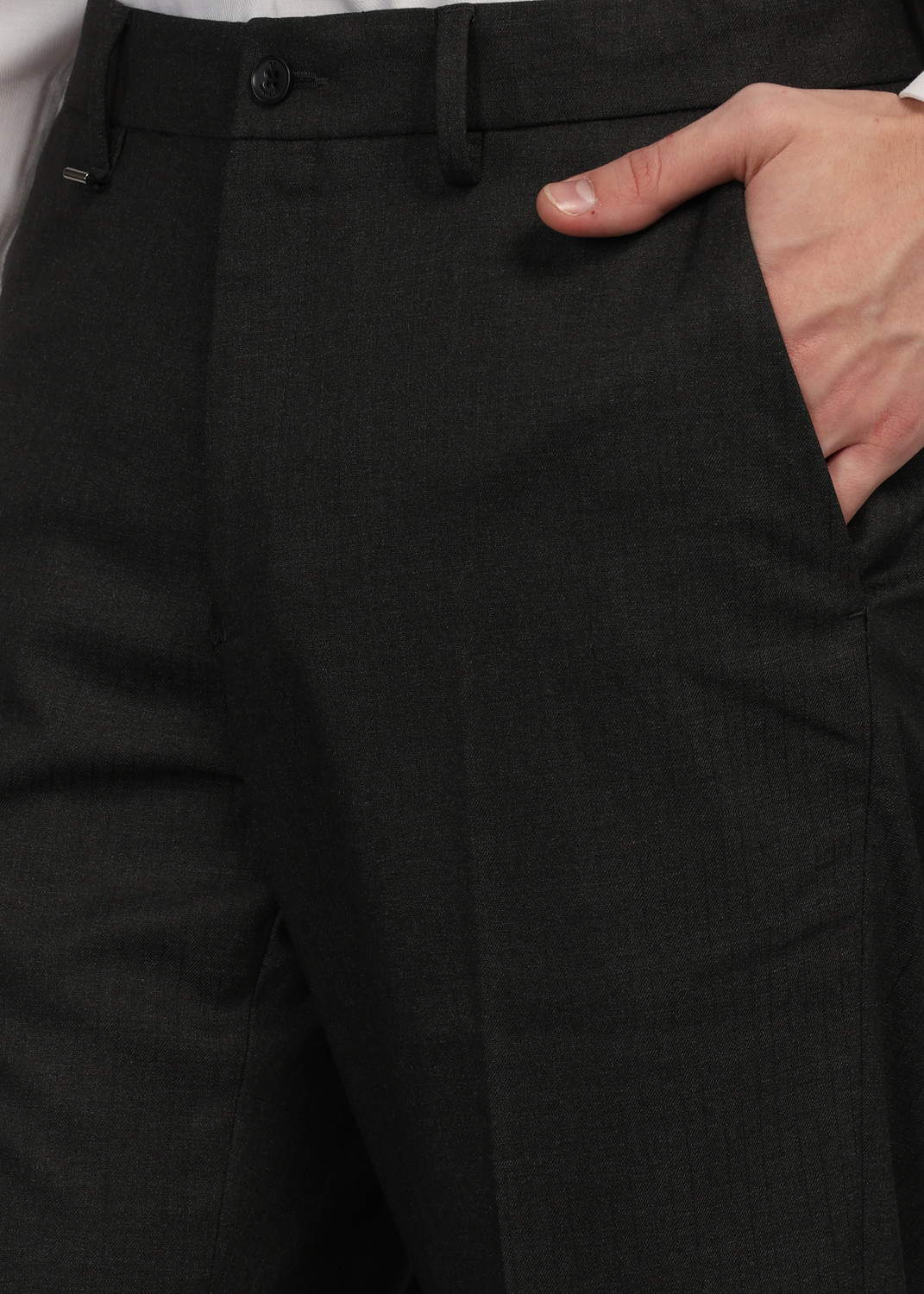 Image of VAN HEUSEN Regular Fit Men Grey Trousers