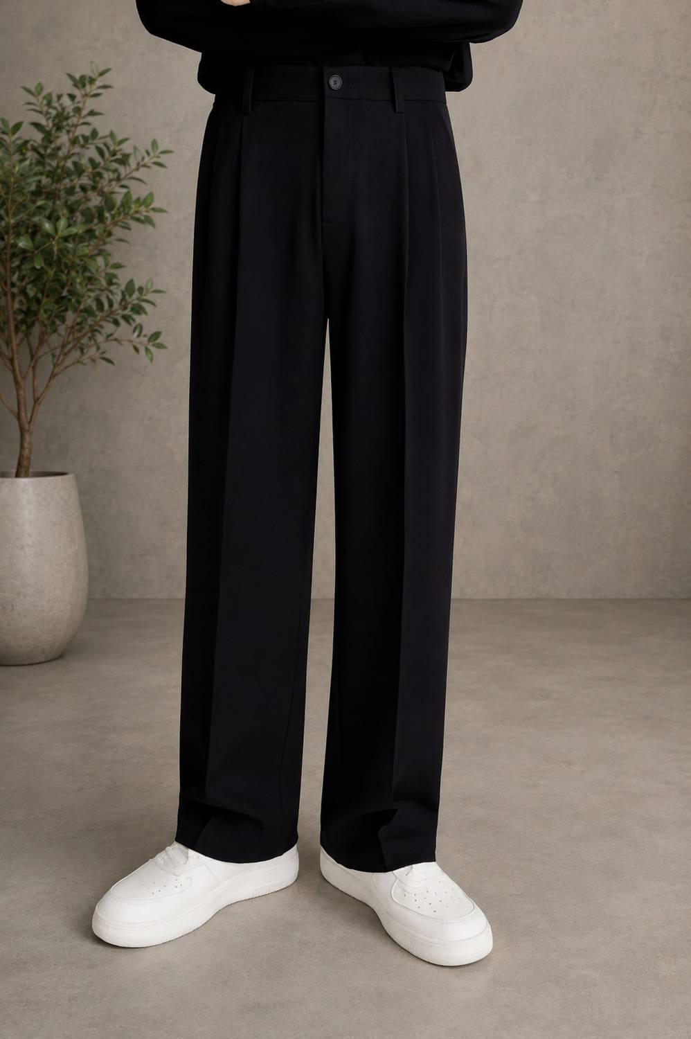 mtwn Straight Fit Black Trousers