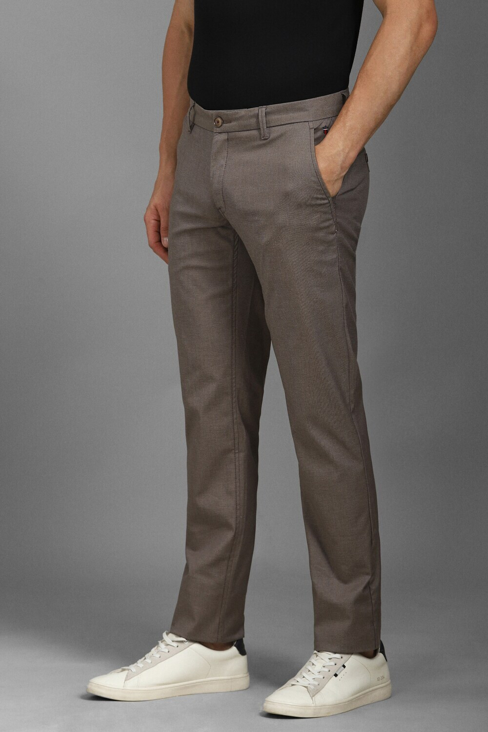 Image of LOUIS PHILIPPE Slim Fit Men Brown Trousers