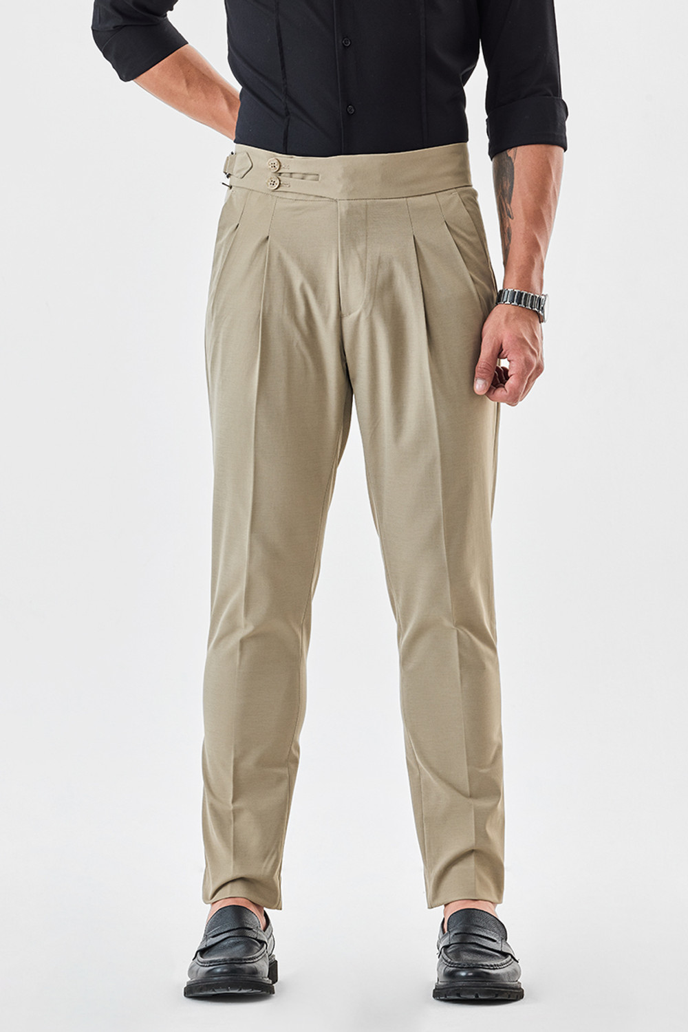 Image of Snitch Slim Fit Men Beige Trousers