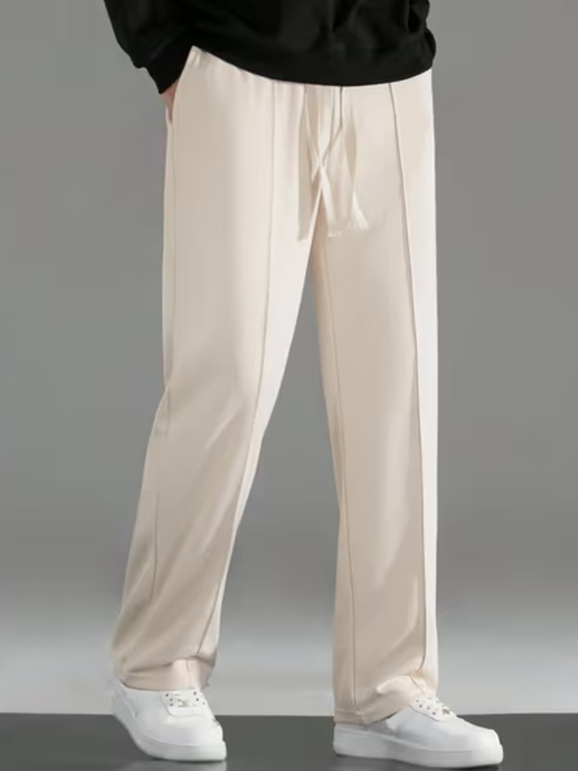 Image of SAVAYO Loose Fit Men Cream Trousers