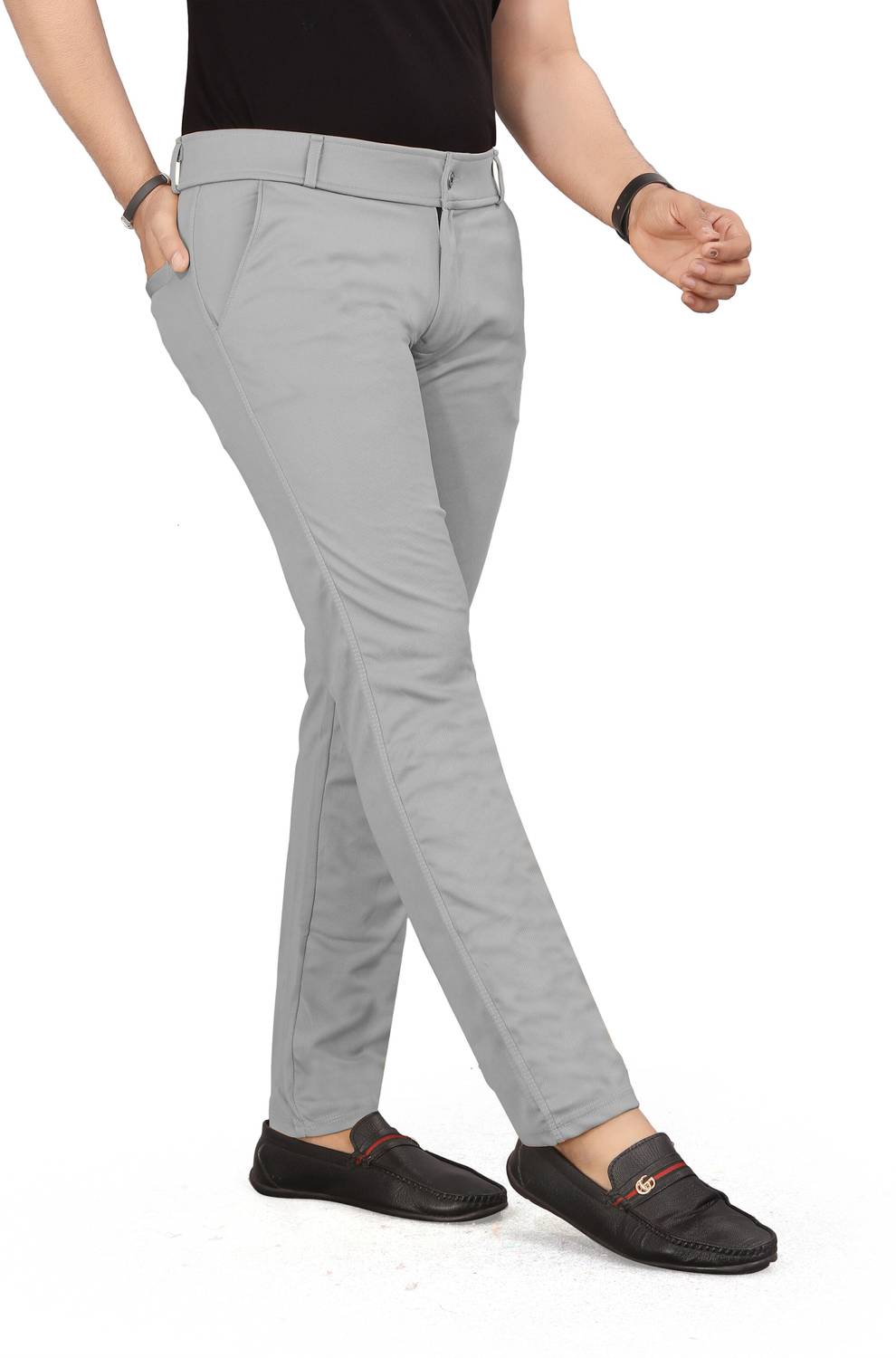 MONAPARA Slim Fit Men Grey Trousers - Image 5