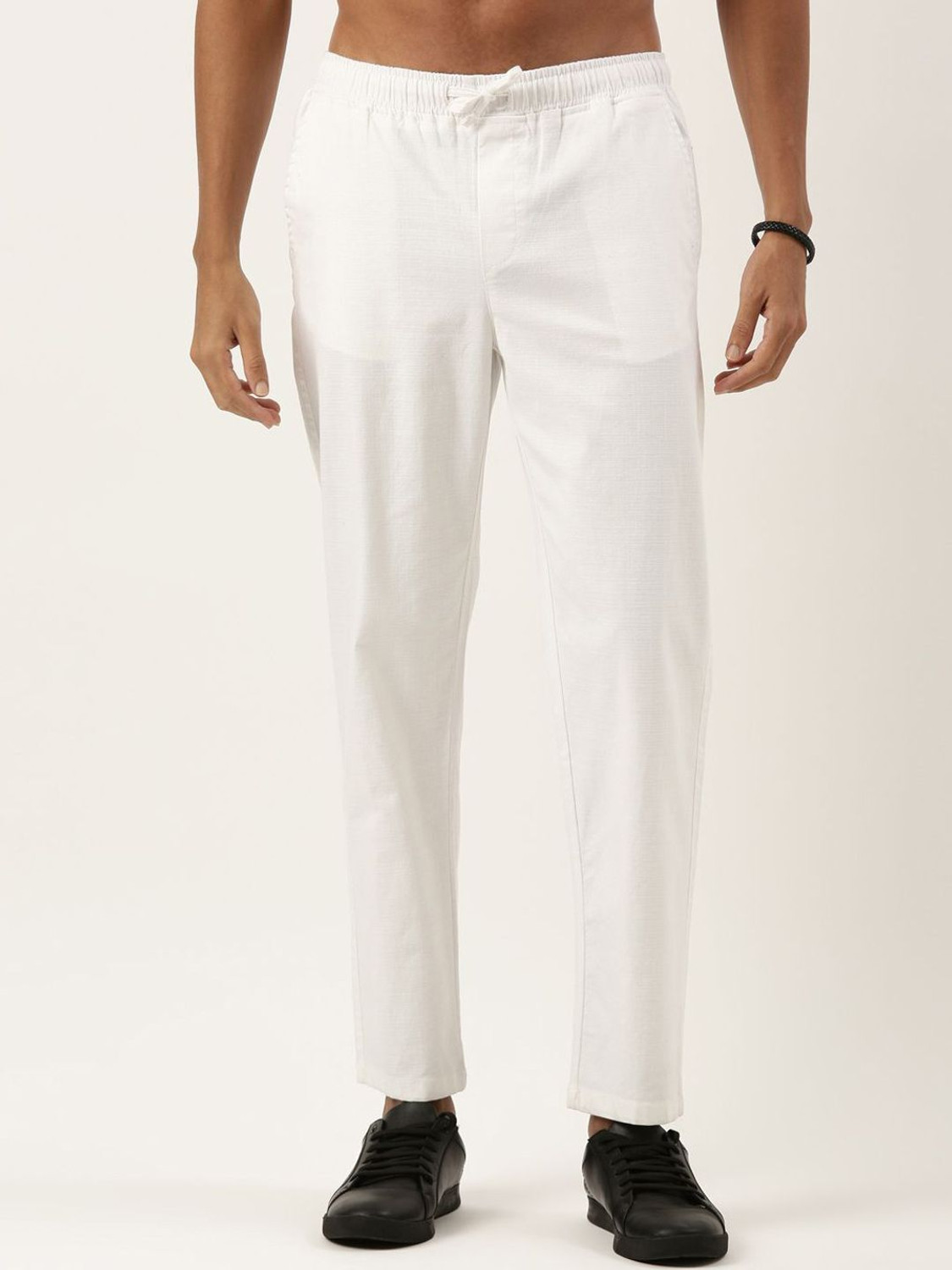 Image of Roadster Regular Fit Men White Trousers