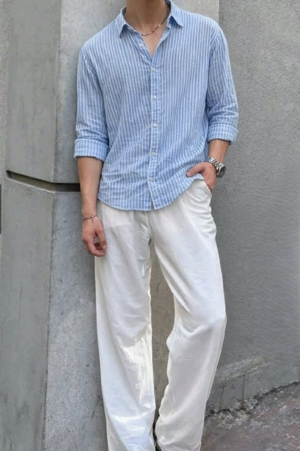 Image of AuraArc Loose Fit Men White Trousers