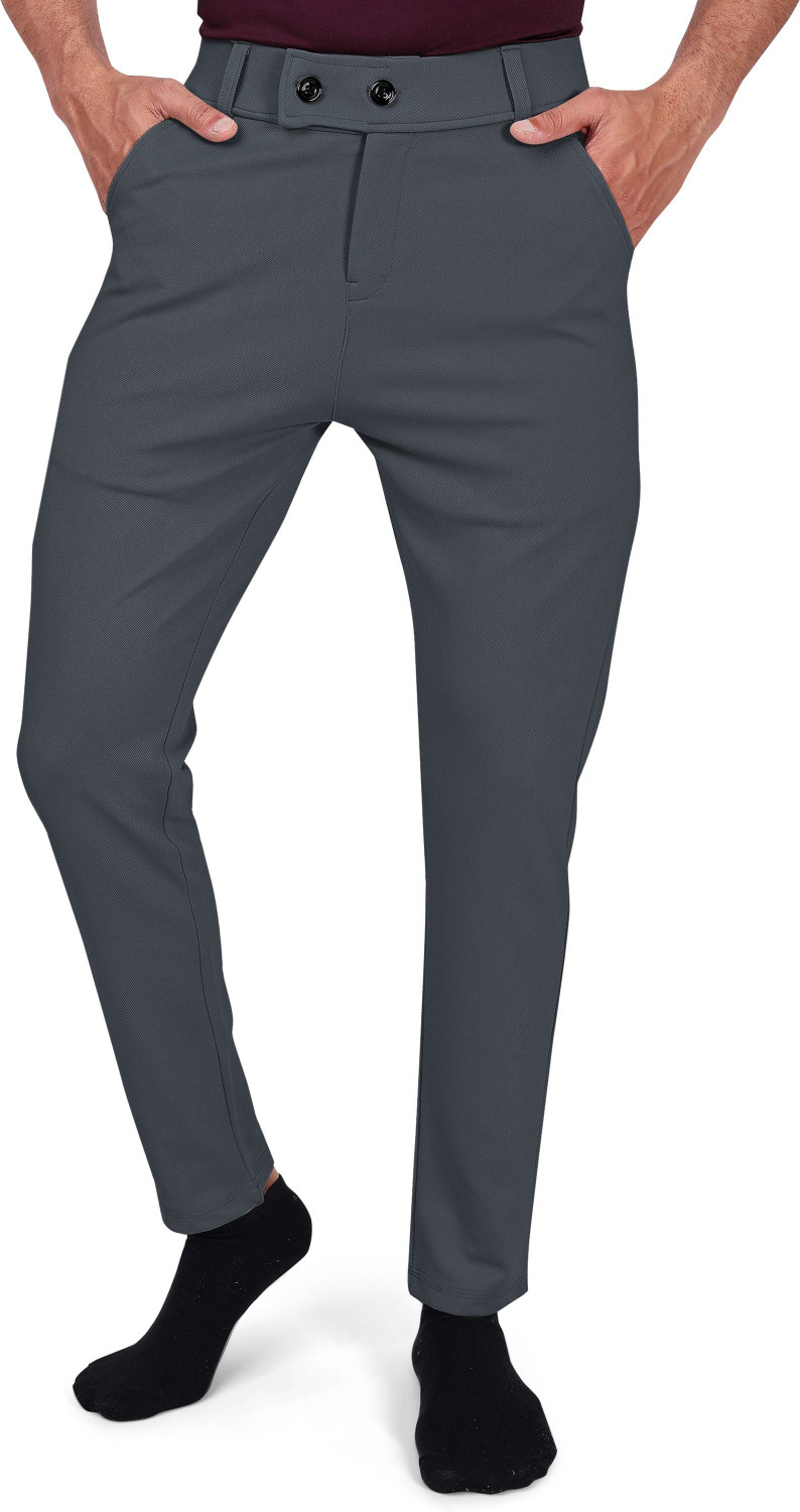 Image of COMBRAIDED Regular Fit Men Grey Trousers