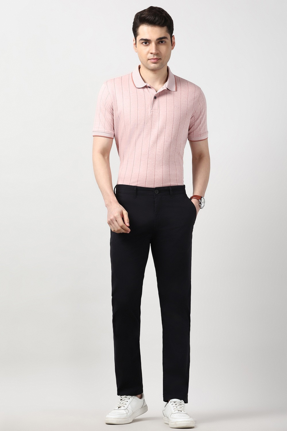 Image of PETER ENGLAND Slim Fit Men Black Trousers