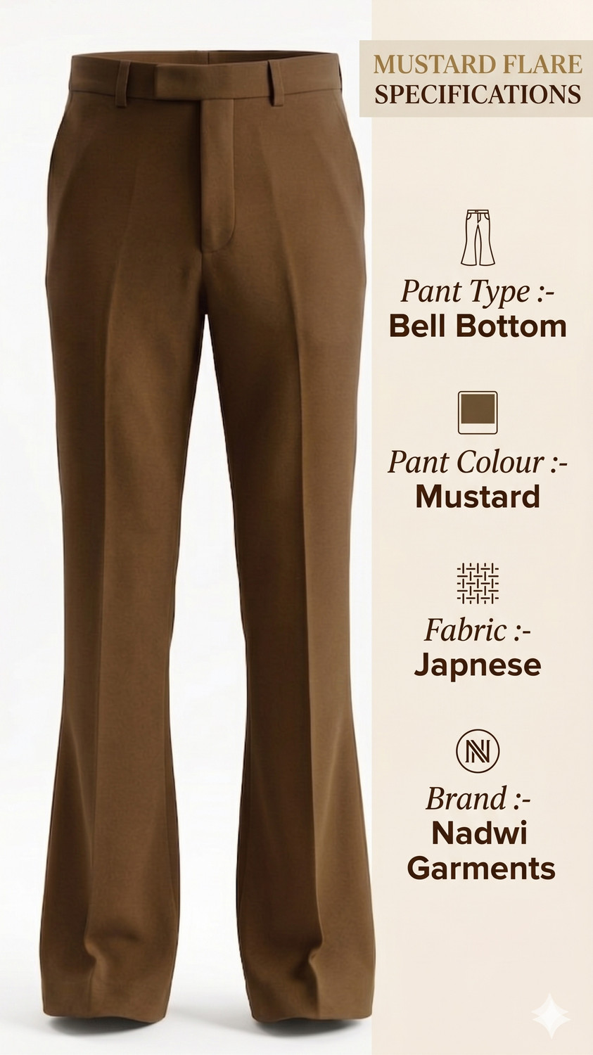 Image of Nadwi Garments Flared Men Brown Trousers