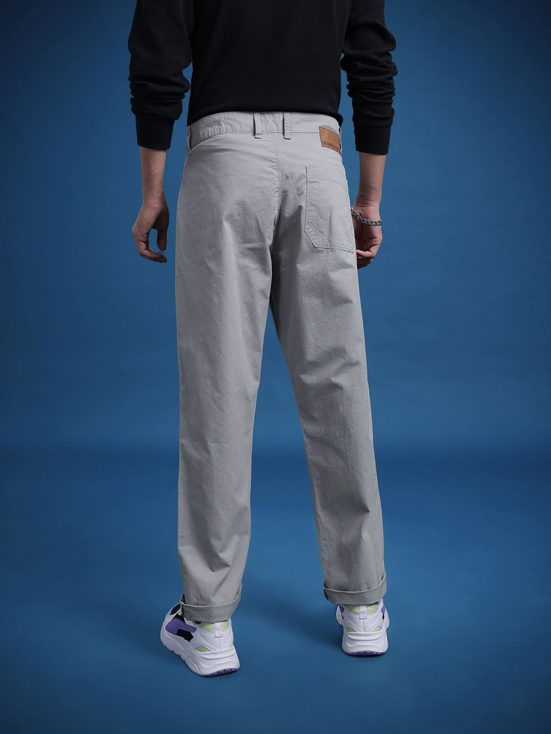 Image of Roadster Straight Fit Men Grey Trousers