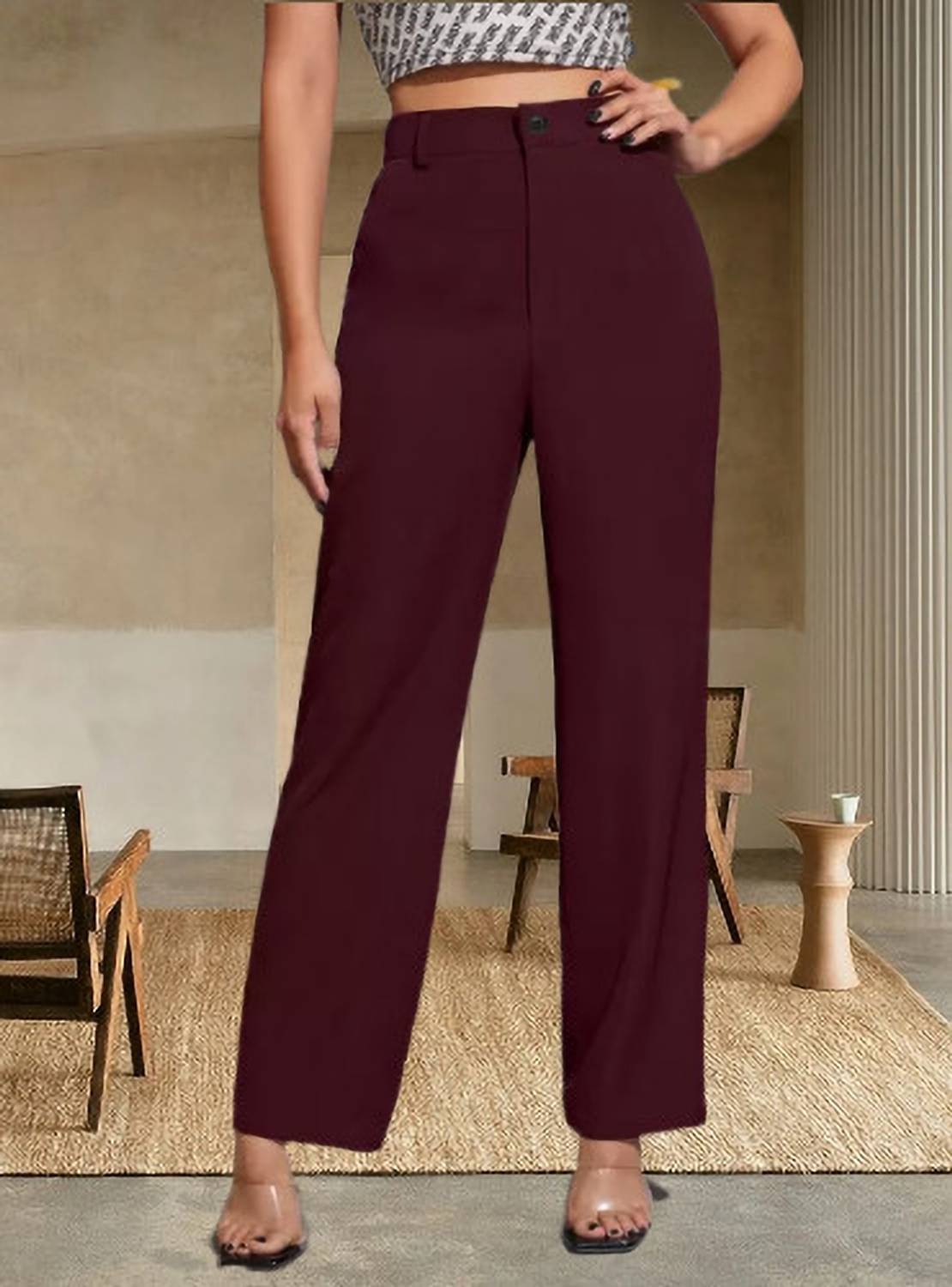 Belfry Regular Fit Women Maroon Trousers