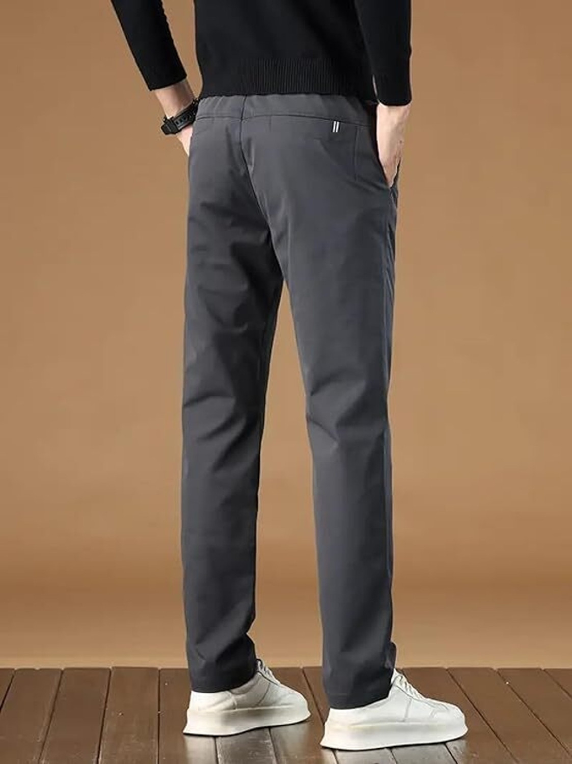 Image of POSHAX Regular Fit Men Grey Trousers