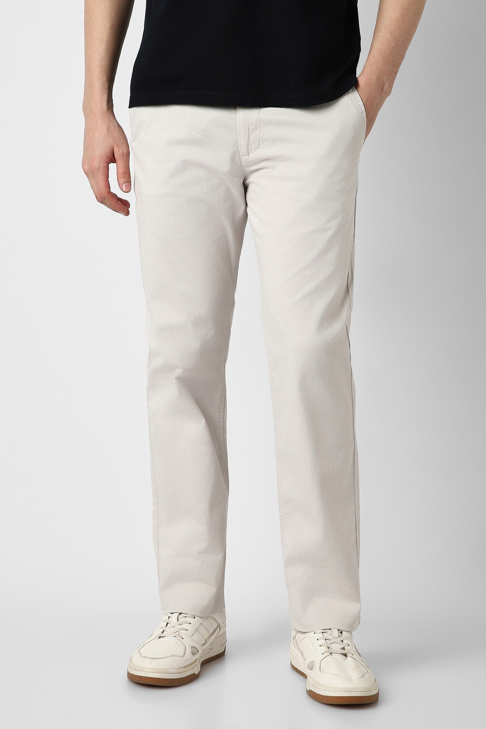 Image of PETER ENGLAND Slim Fit Men Grey Trousers