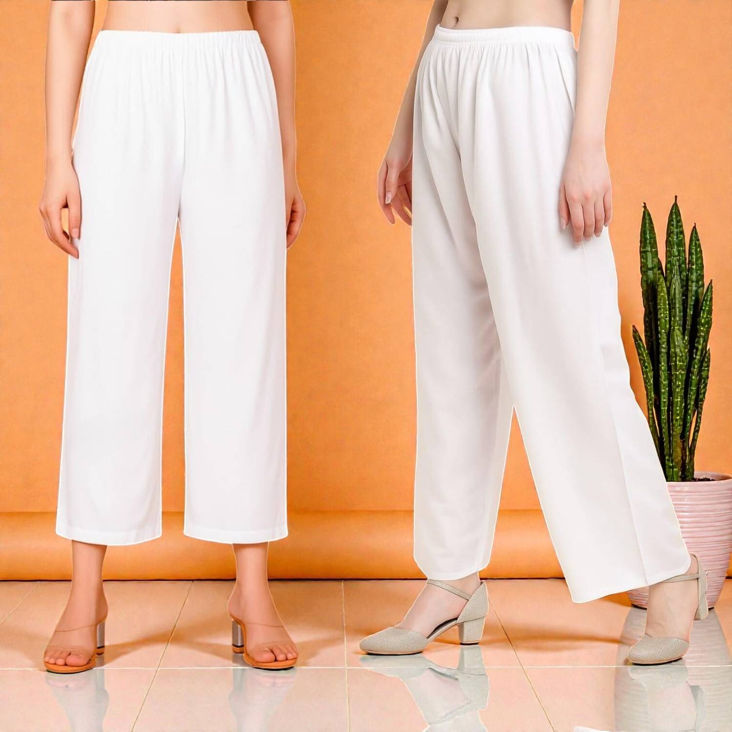 AMCOLLECTIONS Straight Fit Women White Trousers