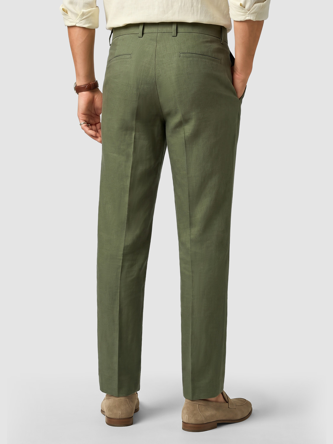 Image of BEYOUNG Straight Fit Men Green Trousers