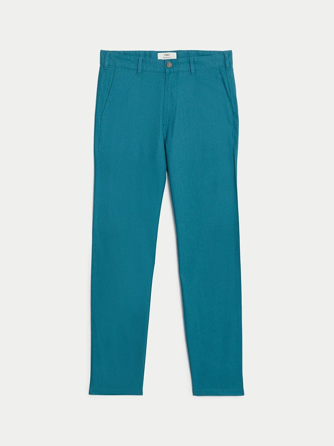 Image of MARKS & SPENCER Regular Fit Men Blue Trousers