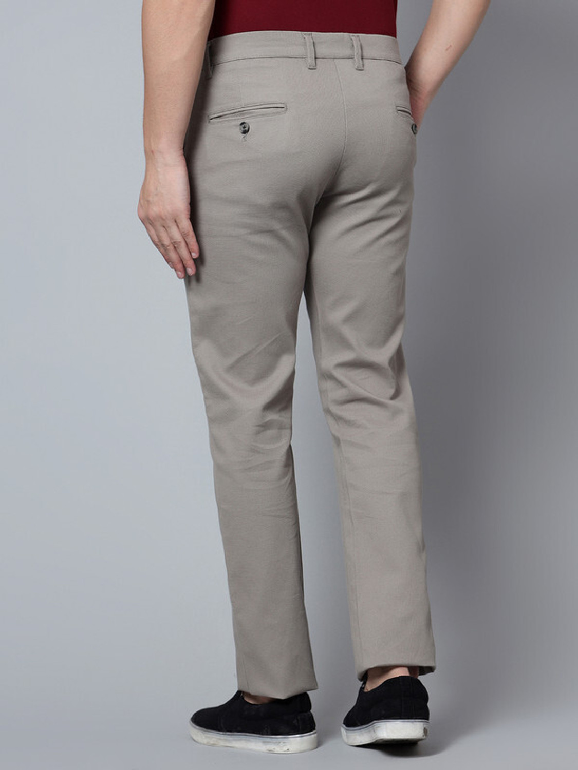 Image of CANTABIL Regular Fit Men Grey Trousers
