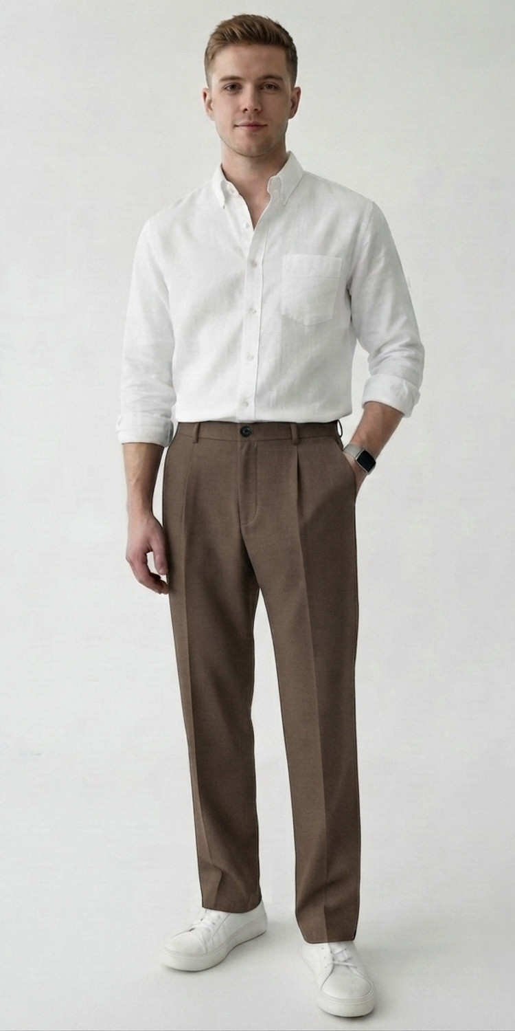 Image of INDICLUB Relaxed Men Brown Trousers