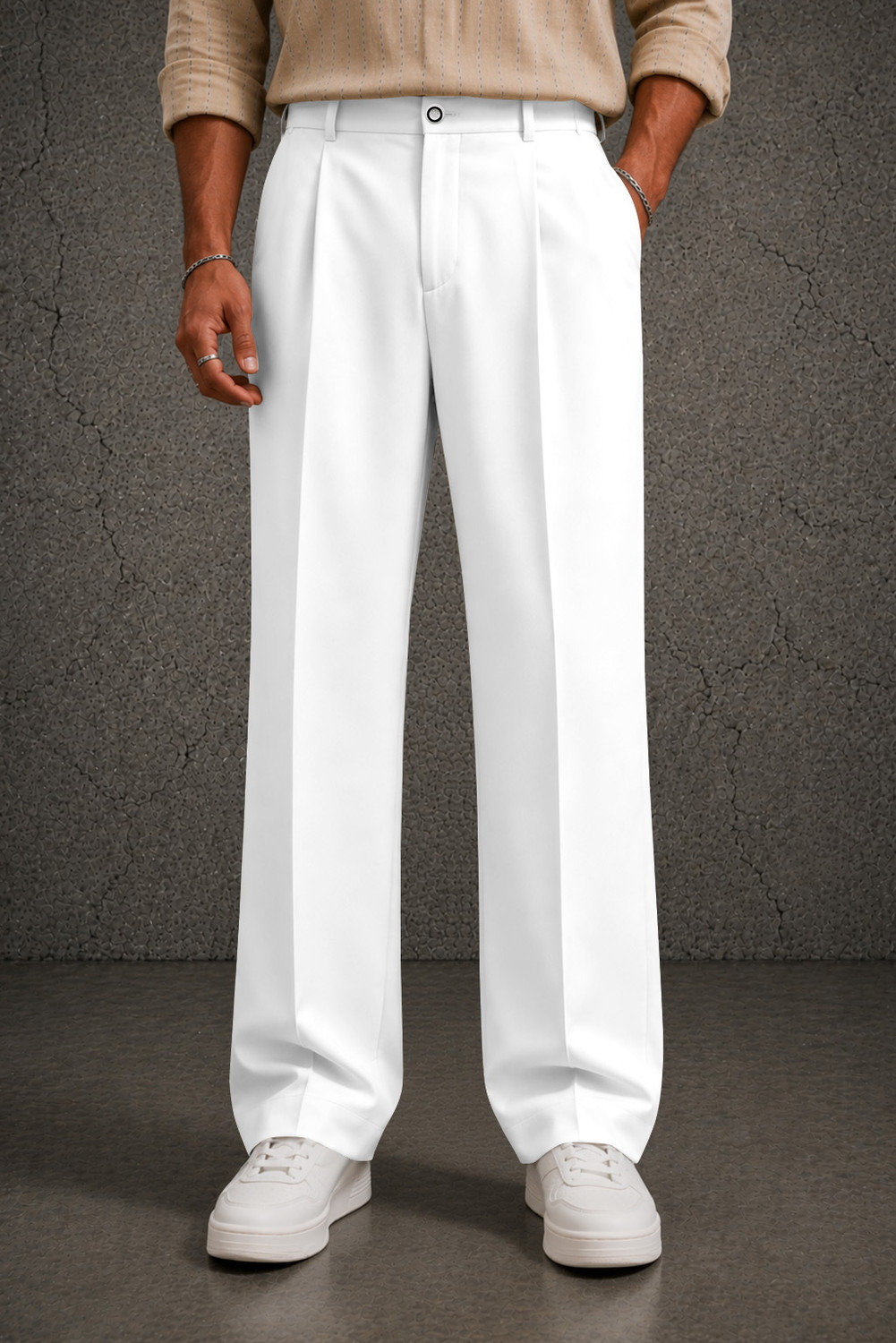 Image of FTX Loose Fit Men White Trousers
