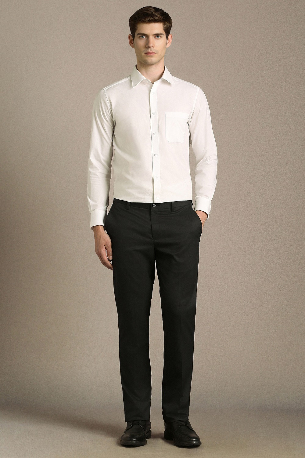 Image of LOUIS PHILIPPE Slim Fit Men Black Trousers