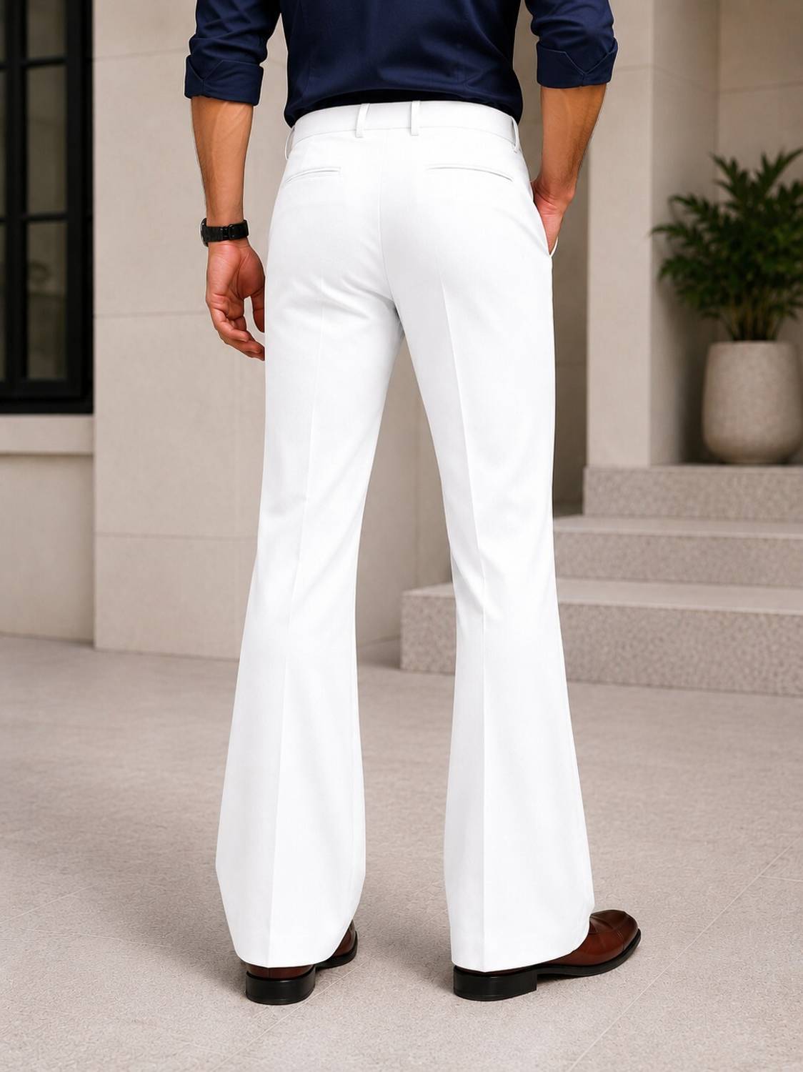 YGDEAL Flared White Trousers - Image 2