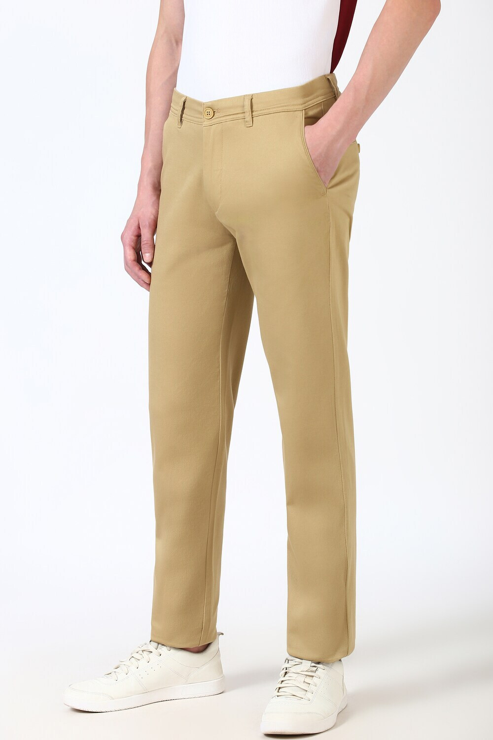 Image of PETER ENGLAND Slim Fit Men Khaki Trousers