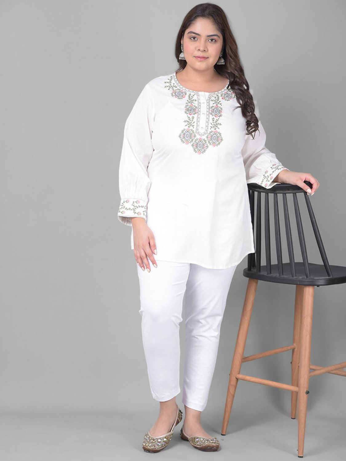 Image of Comfort Lady Regular Fit Women White Trousers