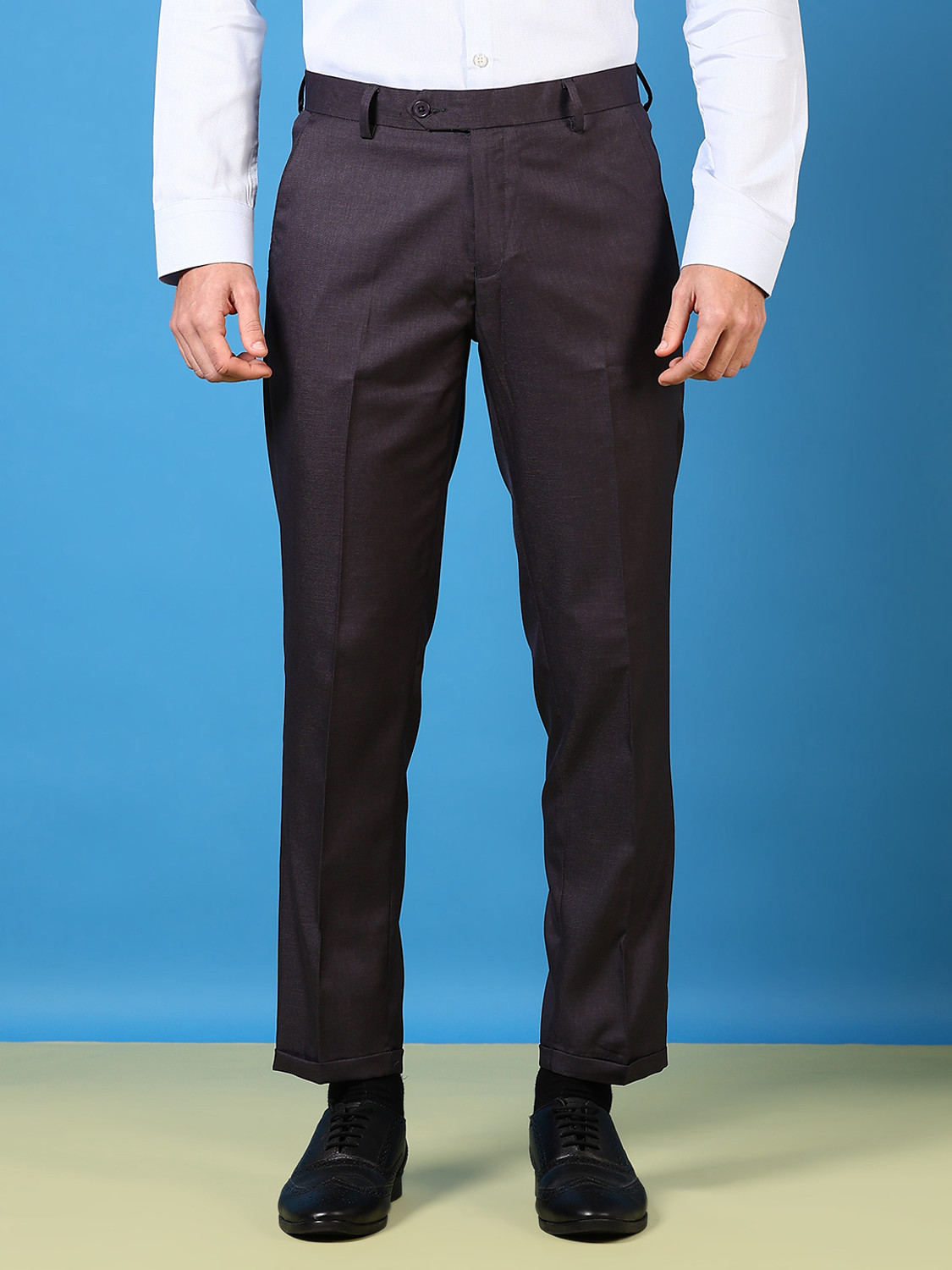 Image of V-MART Regular Fit Men Grey, Black Trousers