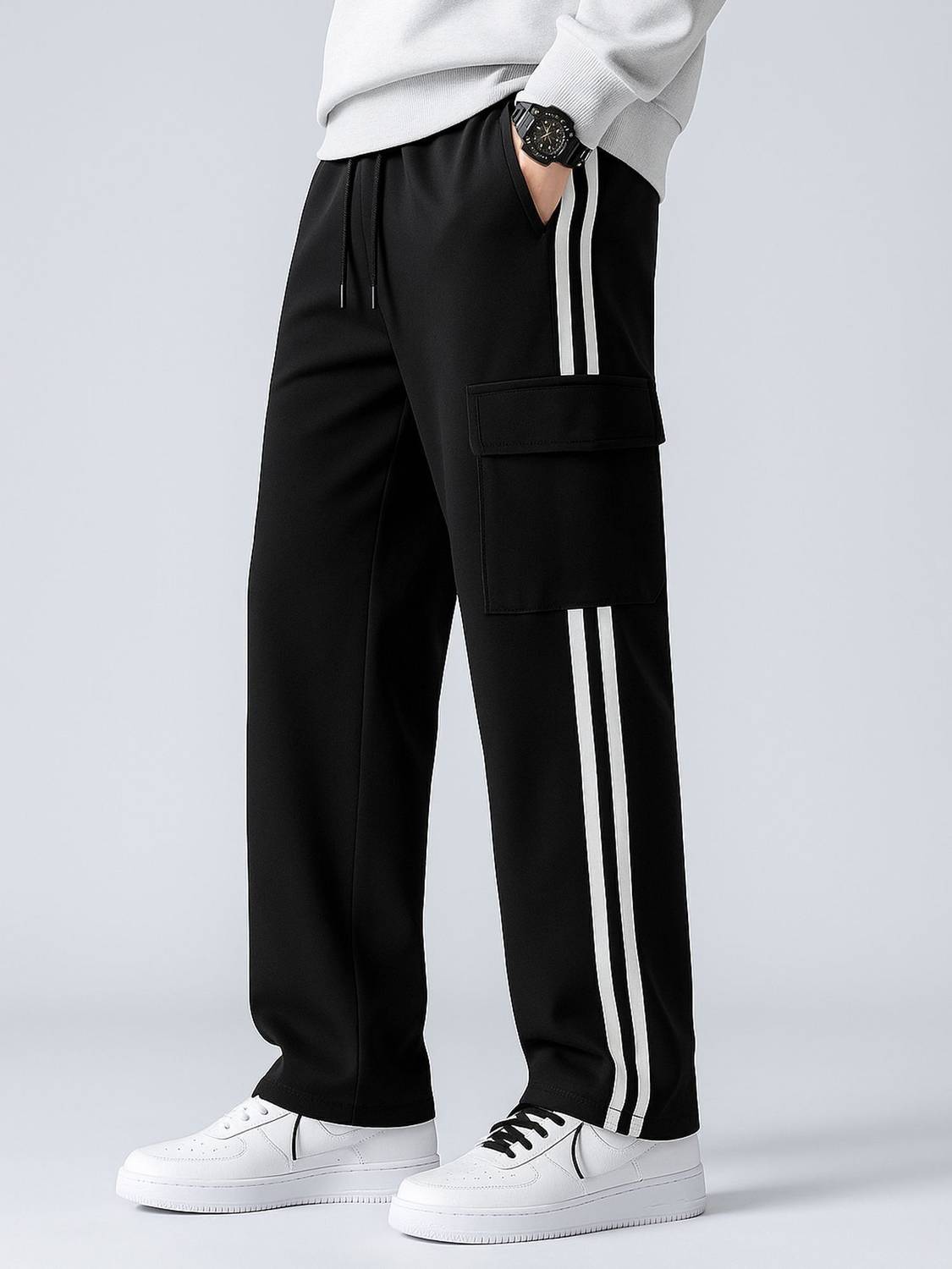 COMBRAIDED Men Black Trousers - Image 1