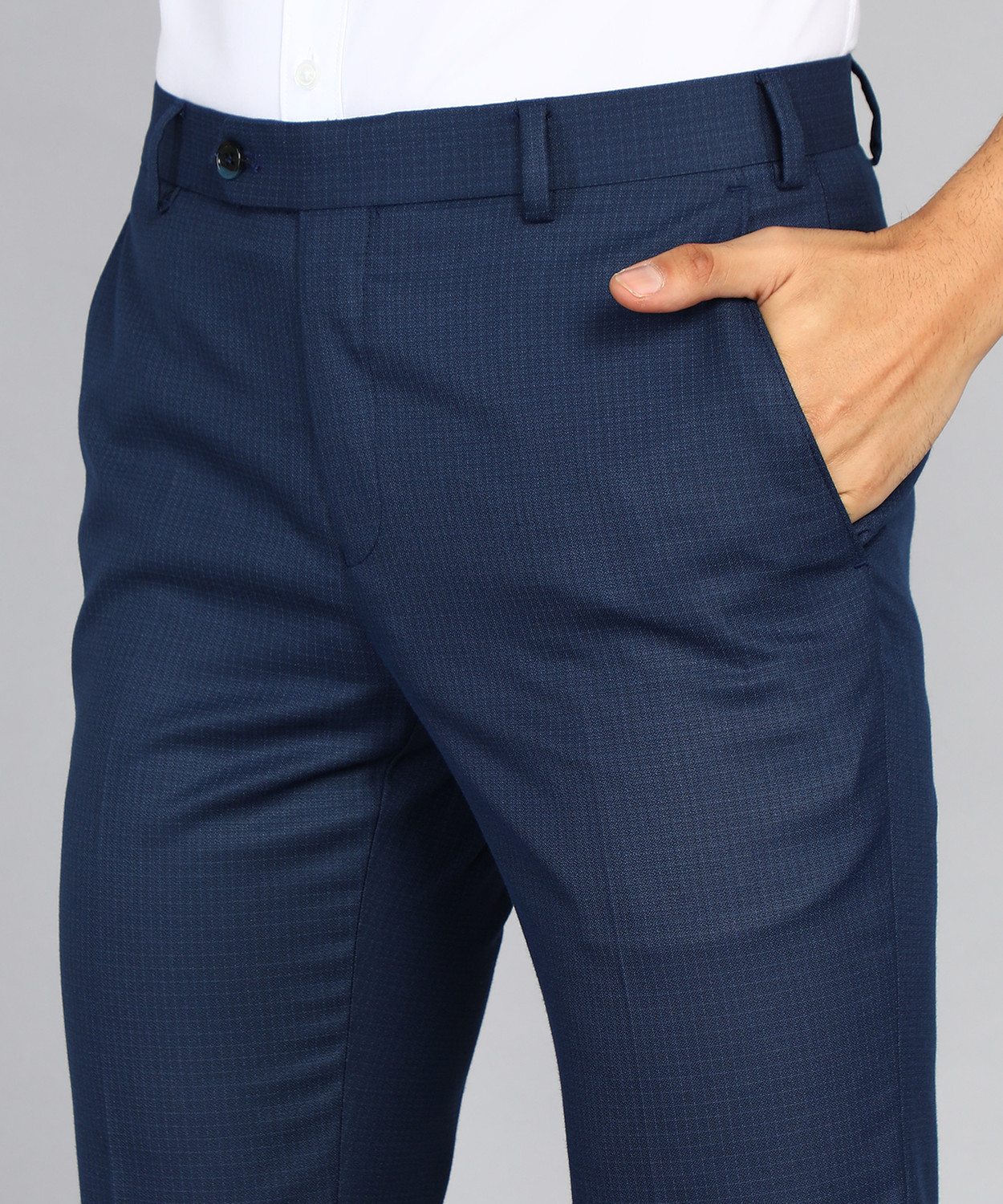 Image of Raymond Slim Fit Men Dark Blue Trousers