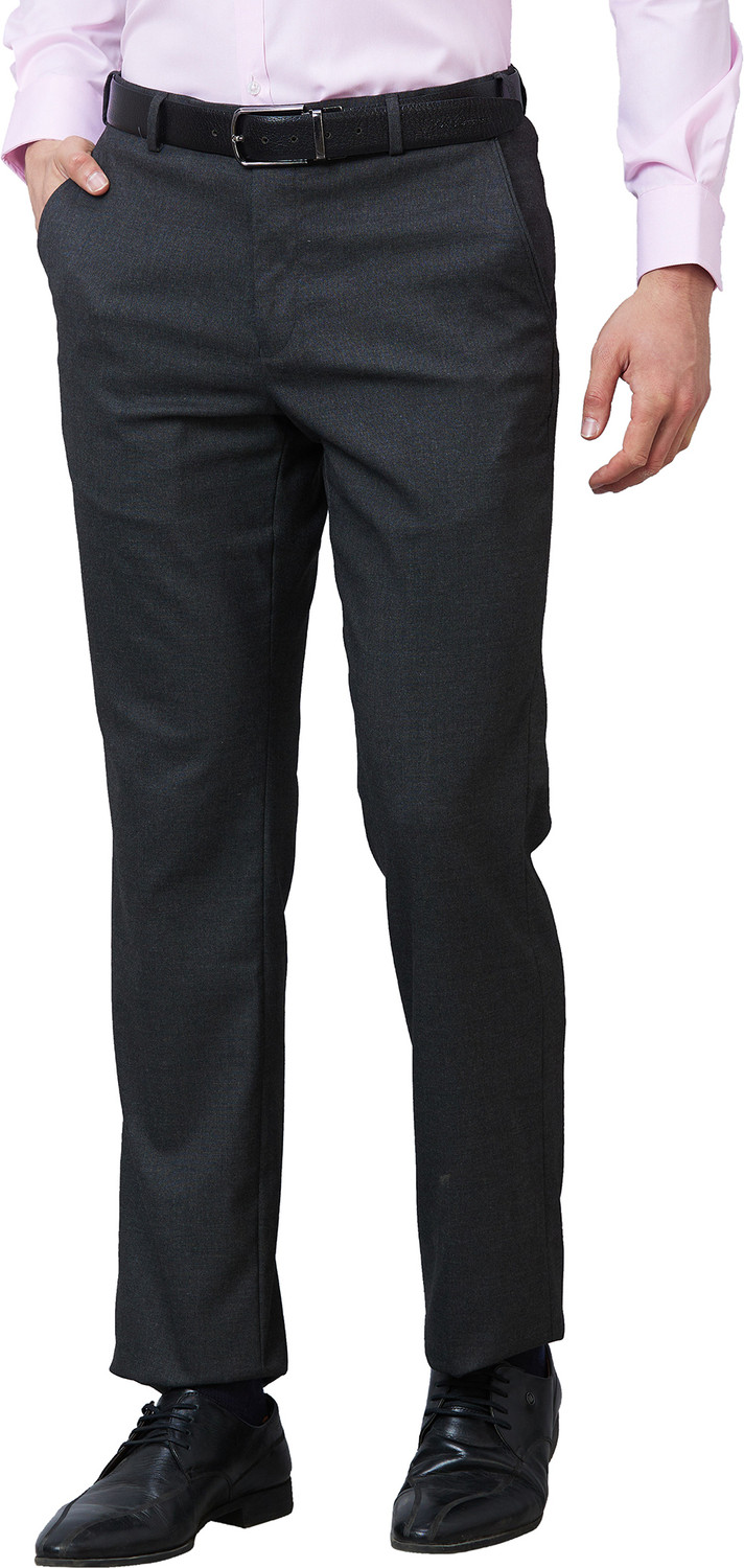 Image of PARK AVENUE Slim Fit Men Grey Trousers