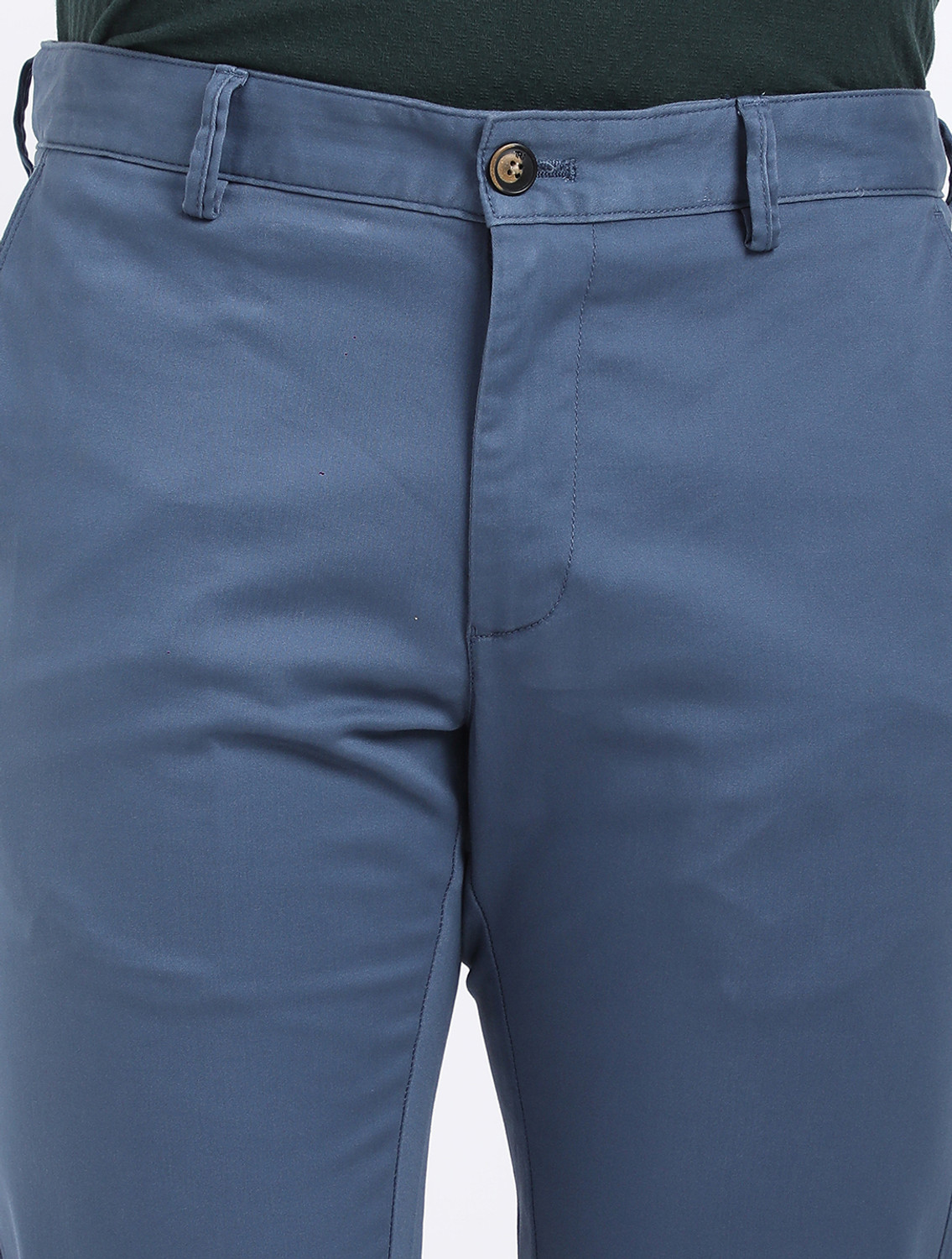 Image of INDIAN TERRAIN Slim Fit Men Blue Trousers